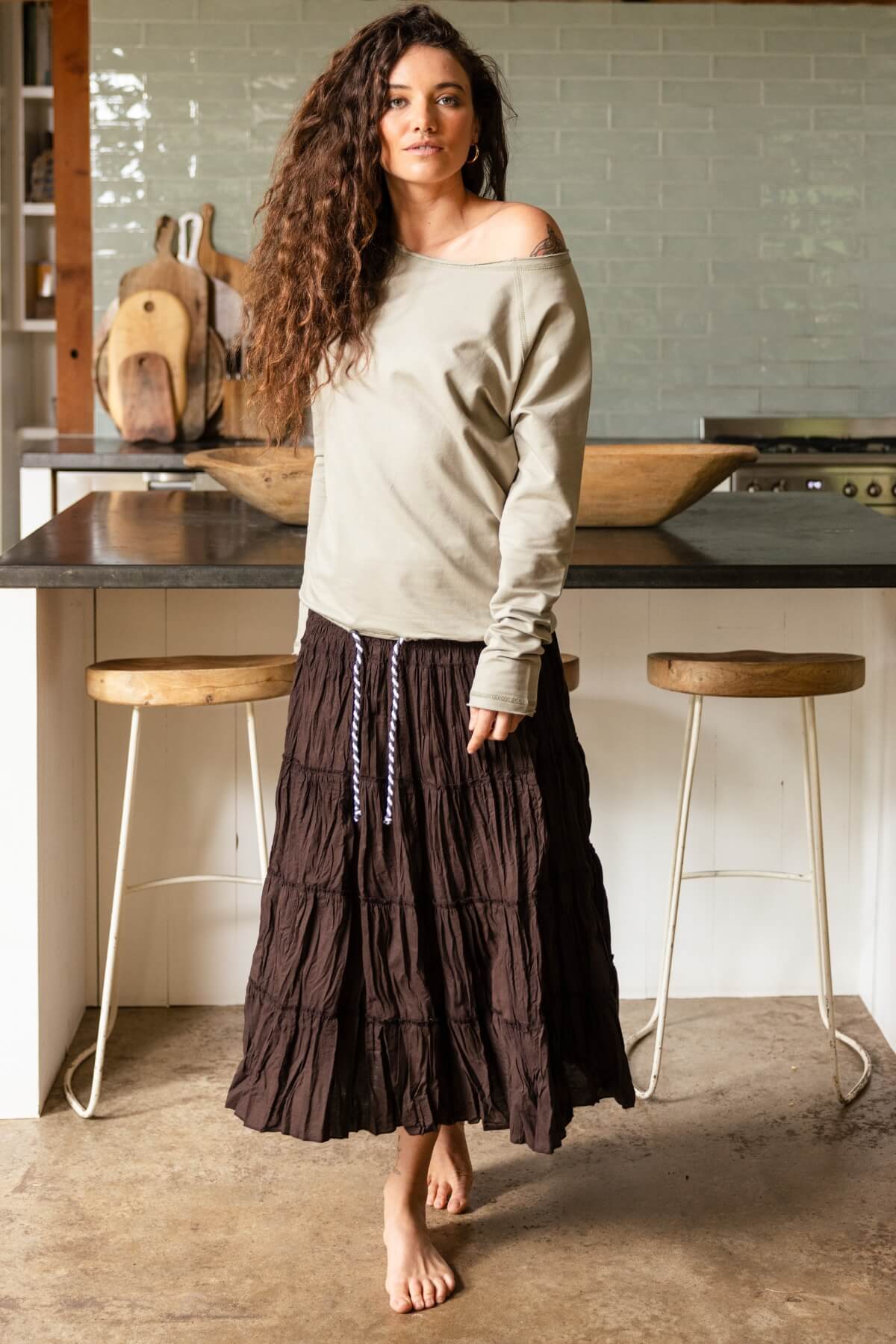 Surya Crinkle Cotton 'Franti' Skirt | Ethically made in Nepal