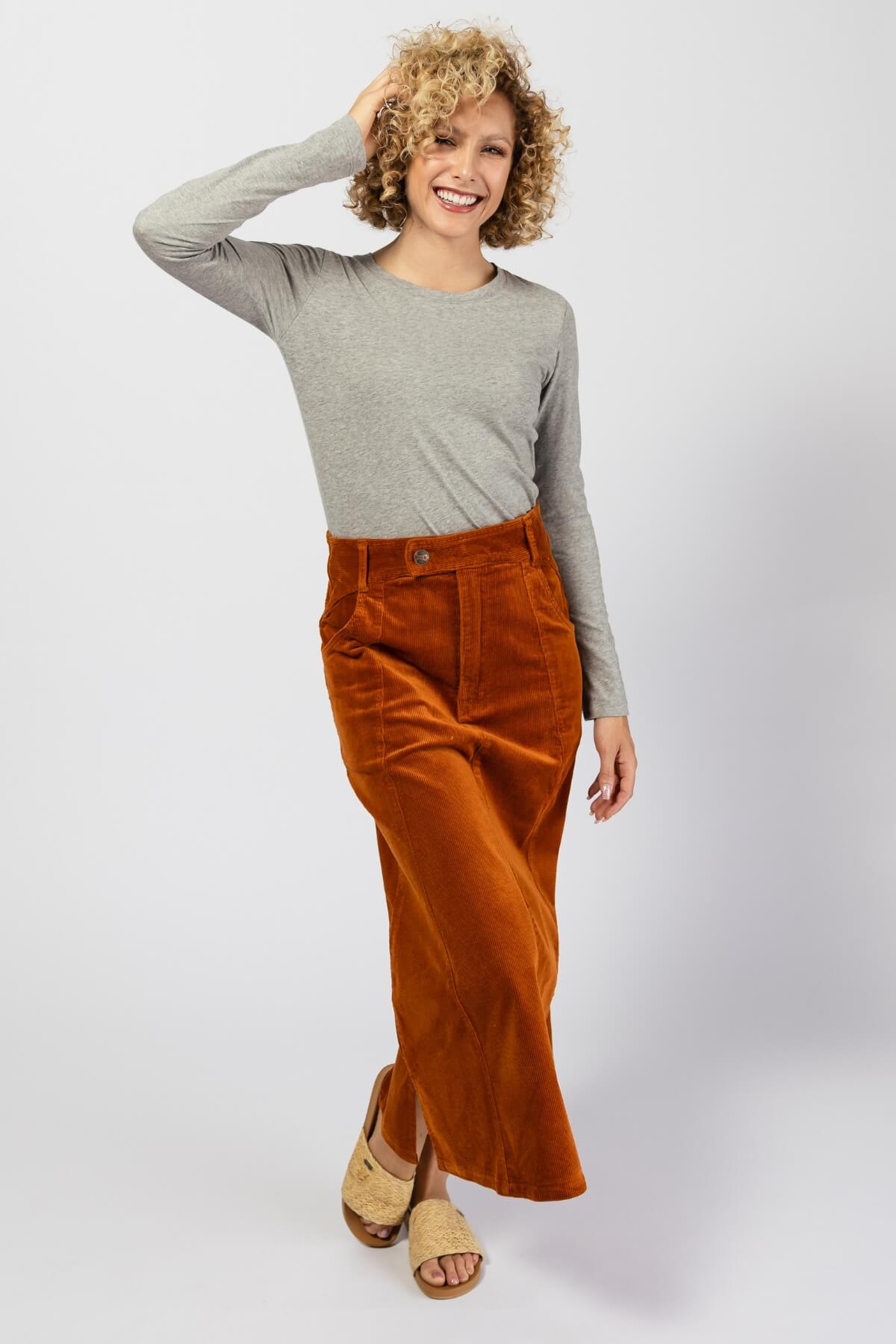 Surya Cotton Corduroy Maxi Skirt - A line skirt