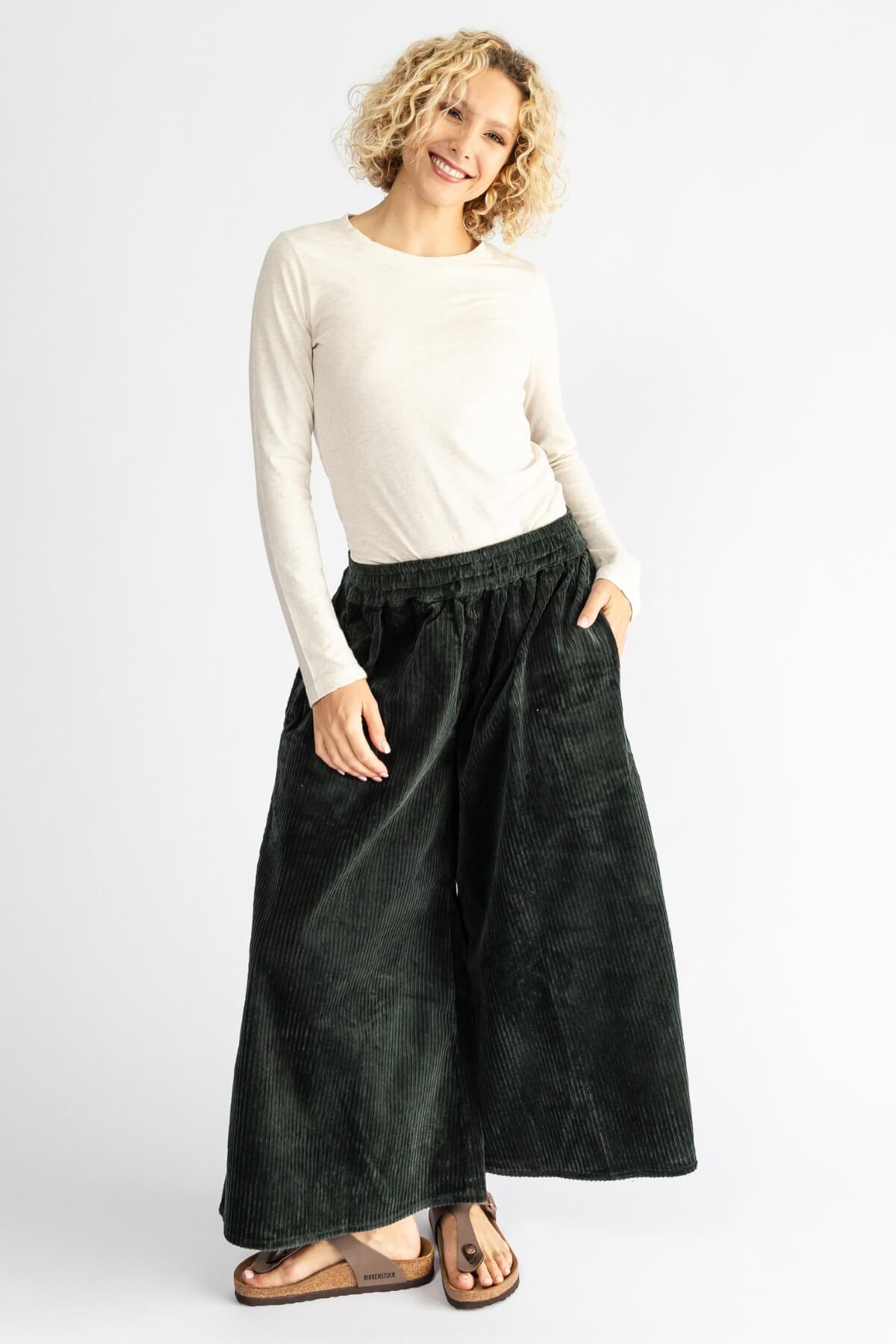 Surya Ethical Cotton Corduroy Palazzo Pants made in Nepal