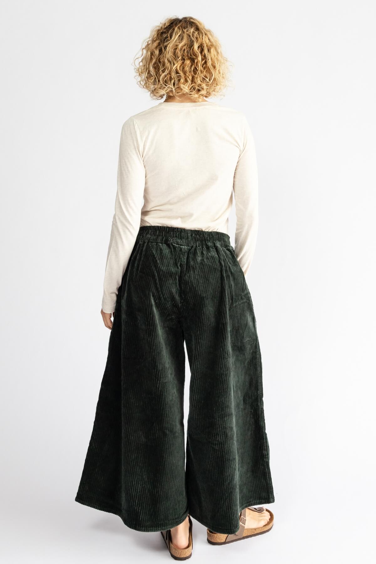 Surya Ethical Corduroy Palazzo Pants made in Nepal - rear view