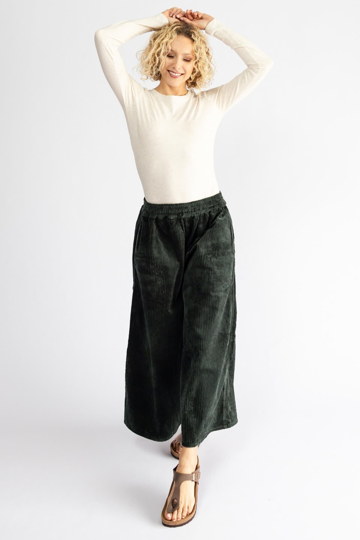 Surya Ethical Corduroy Palazzo Pants made in Nepal - cropped length