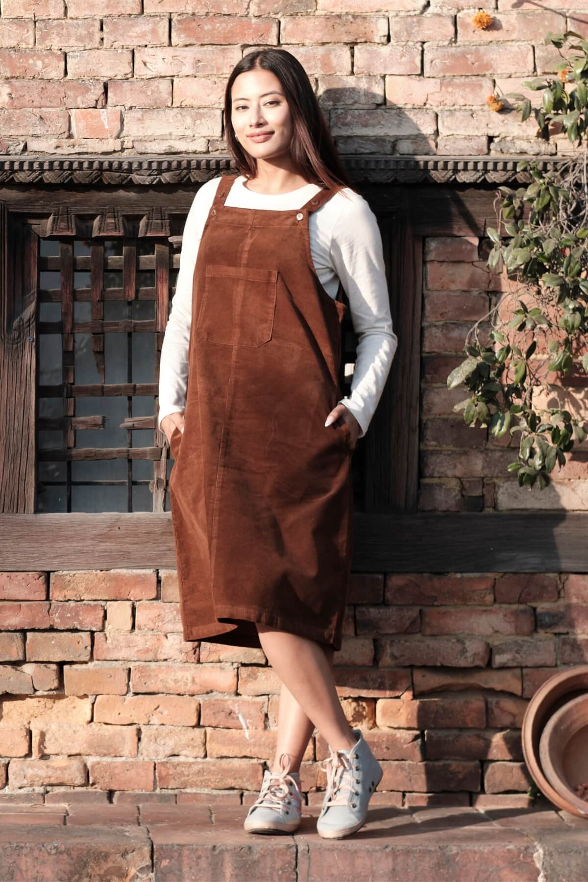 Surya Cotton Corduroy Pinafore - Ethically made in Nepal