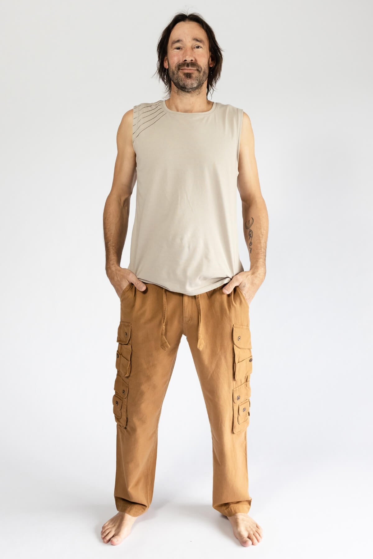 Surya Everyday Cotton Cargo Pants for Men - Caramel