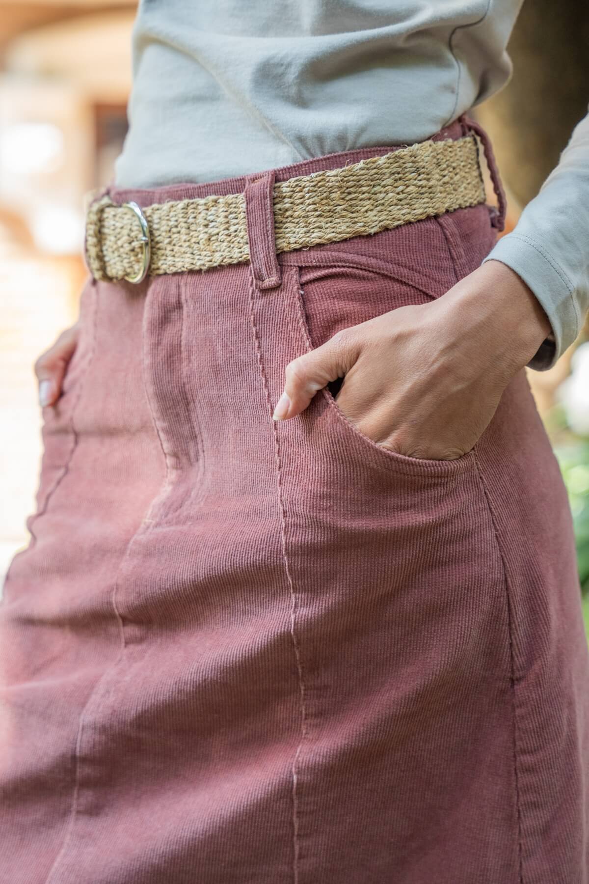 Surya Corduroy Maxi Skirt for Women - with two hip pockets