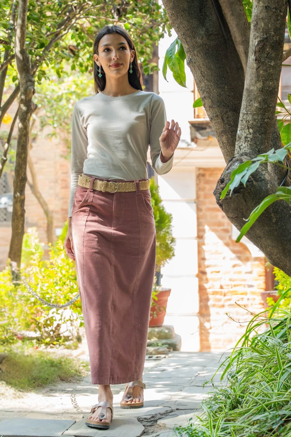 Surya Corduroy Maxi Skirt for Women - flattering silhouette