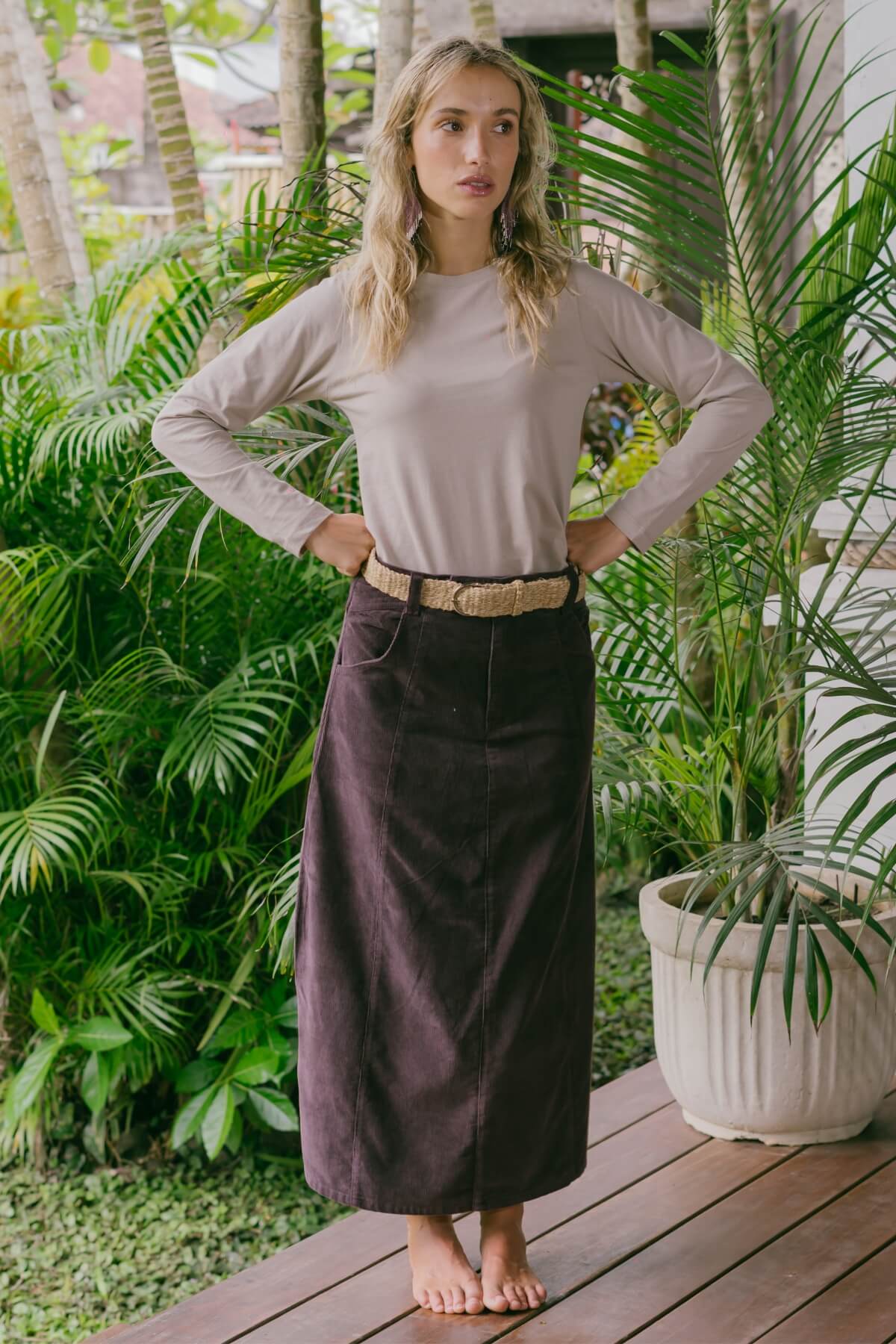 Surya Ethical Corduroy Maxi Skirts - with two hip pockets