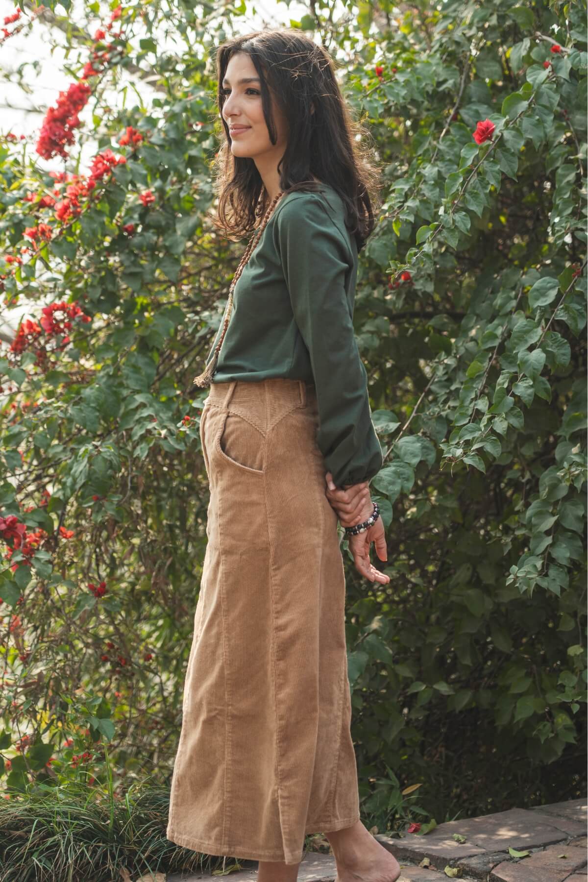 Surya Cotton Corduroy Maxi Skirt - with practical pockets