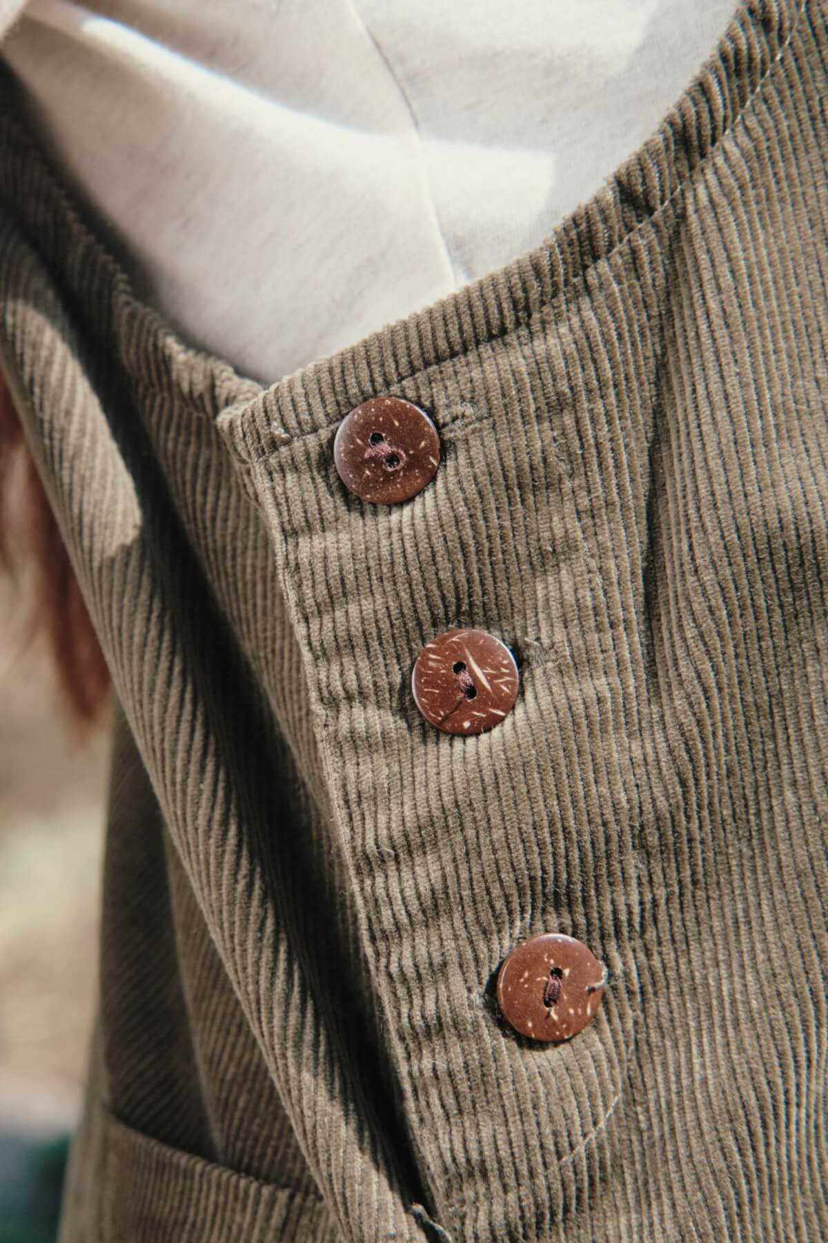 Surya Cotton Corduroy Pinafore Dress - coconut buttons