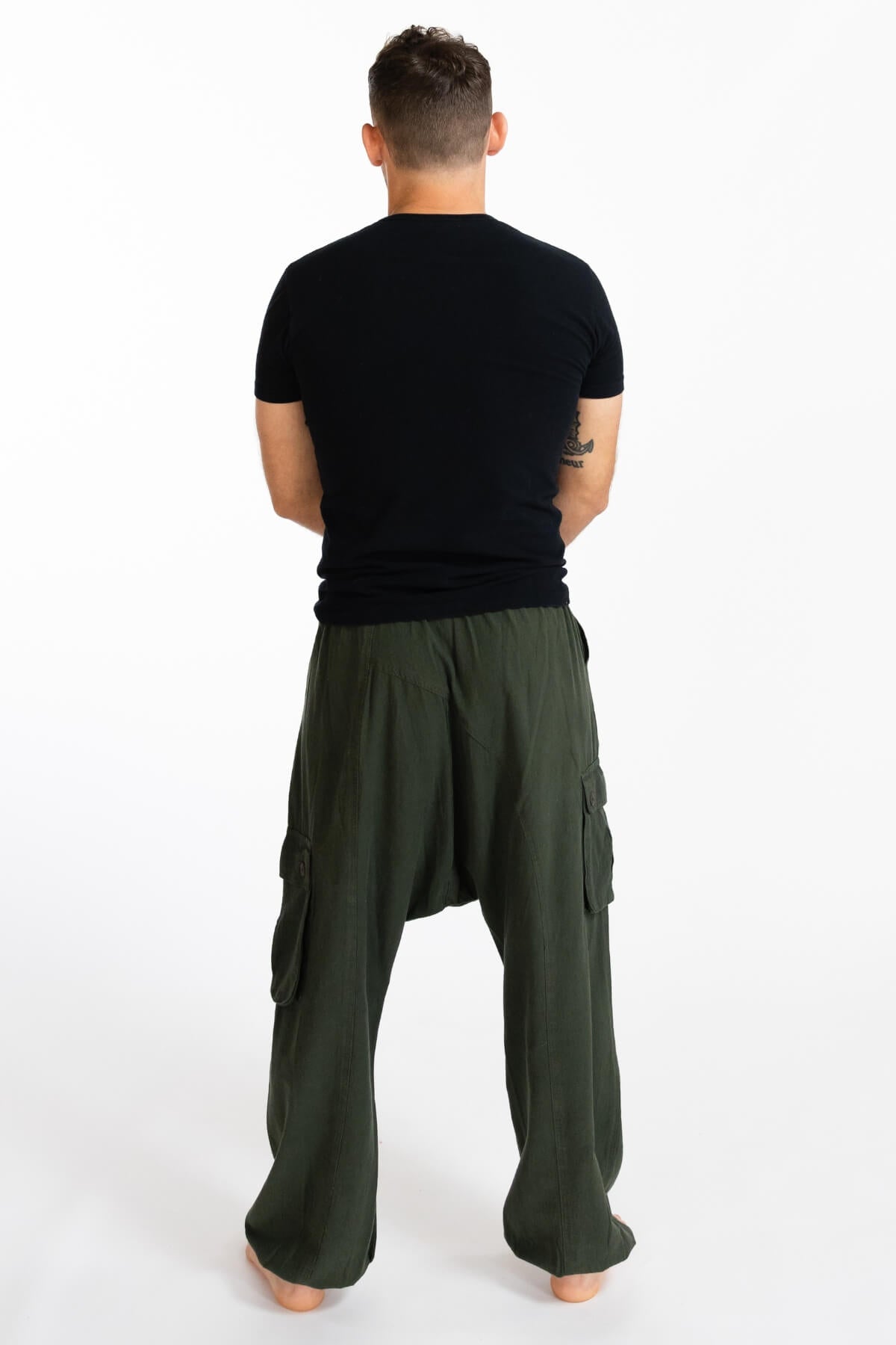 Surya Cotton Drop Crotch Trousers for Men - rear view