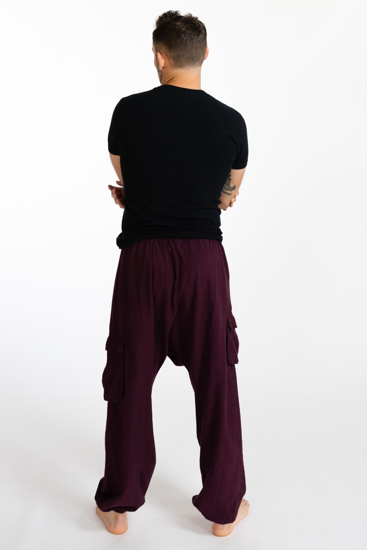 Surya Cotton Drop Crotch Trousers for Men - rear view
