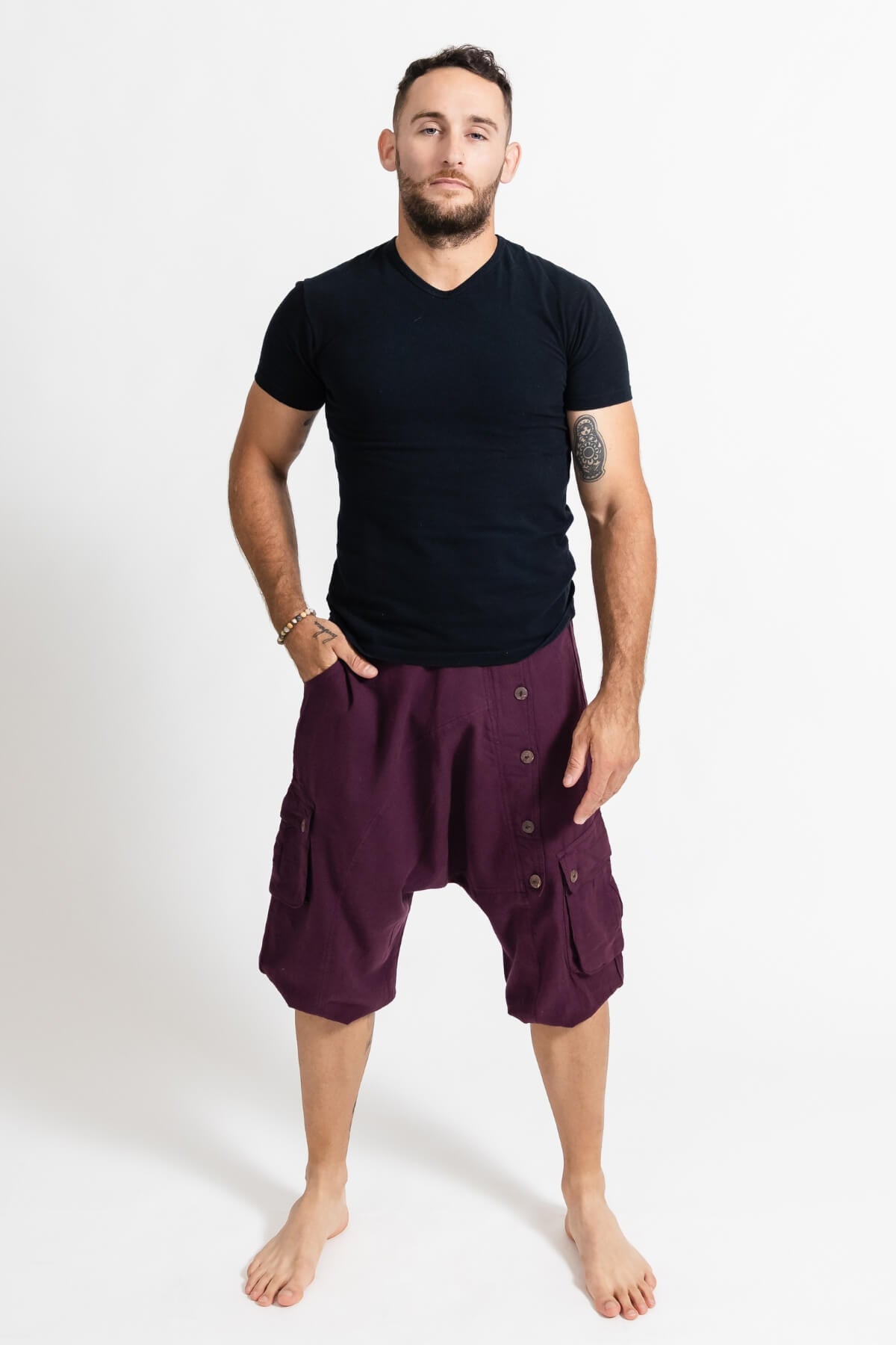 Surya Short Drop Crotch Trousers for Men - lightweight cotton fabric