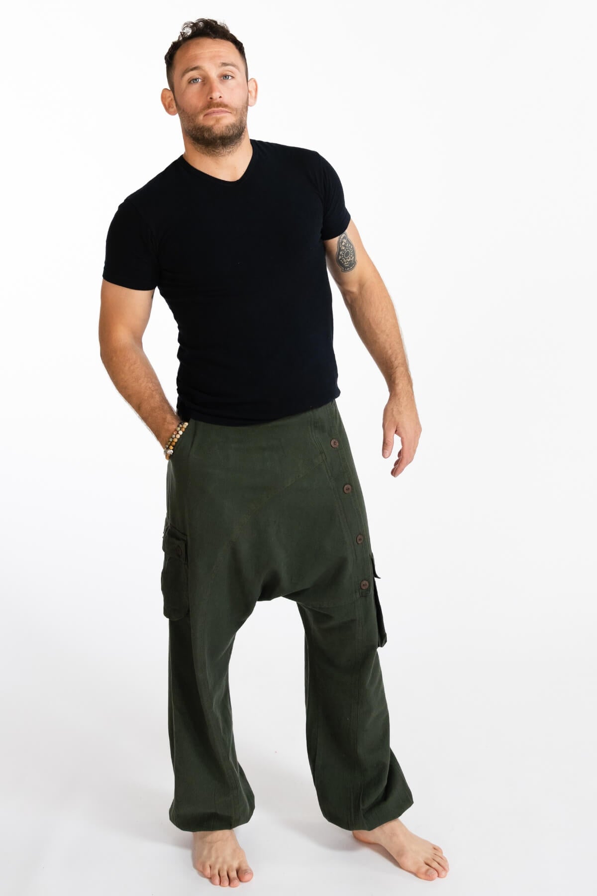 Surya Cotton Drop Crotch Trousers for Men - elastic at ankle and waistband