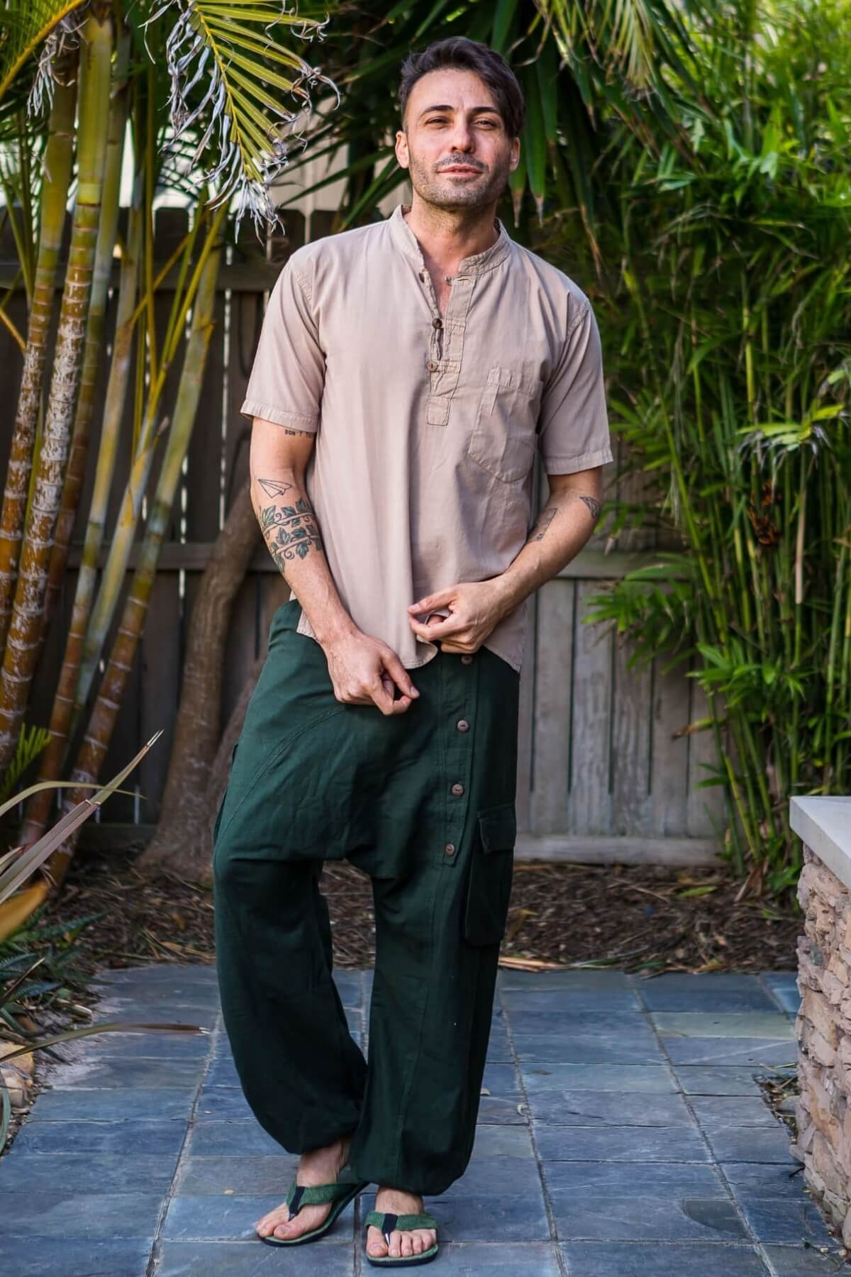 Surya Cotton Drop Crotch Trousers for Men - on location in Huskisson