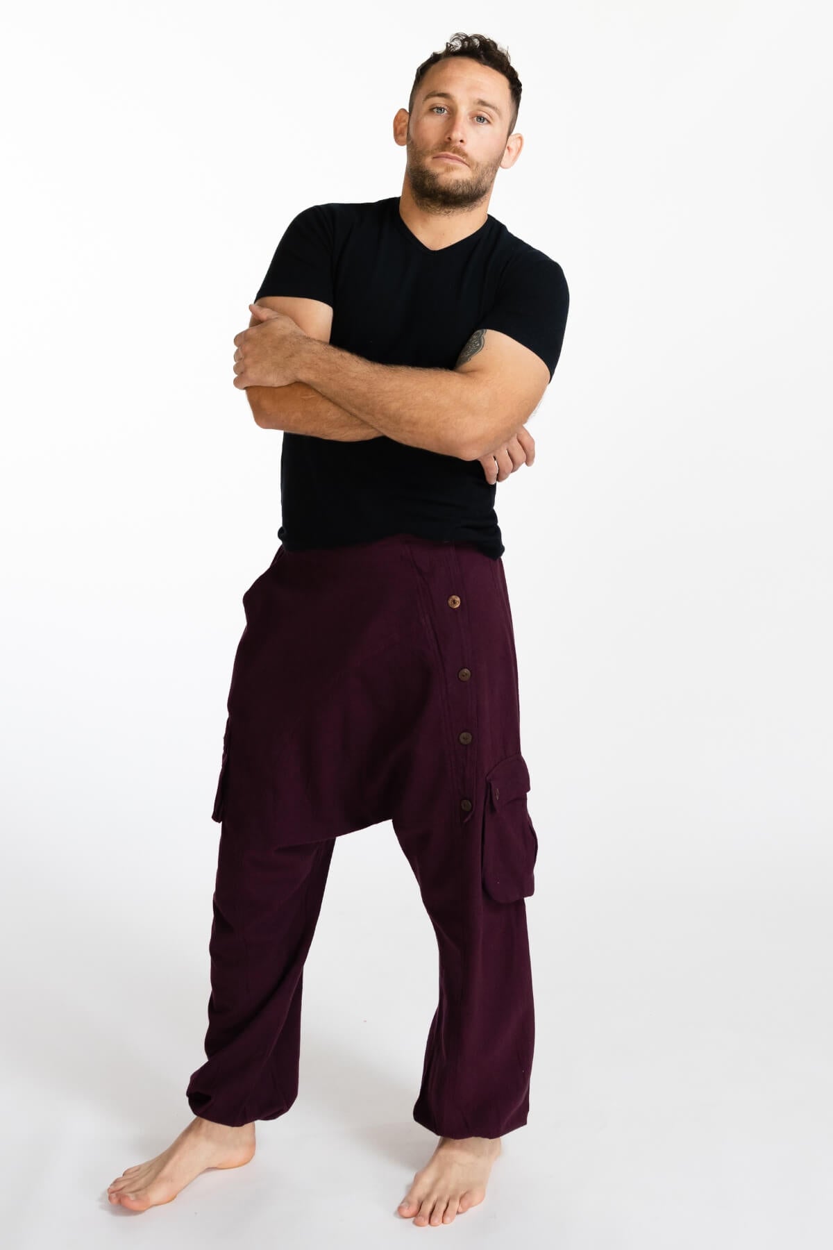 Surya Cotton Drop Crotch Trousers for Men - comfortable elastic waistband