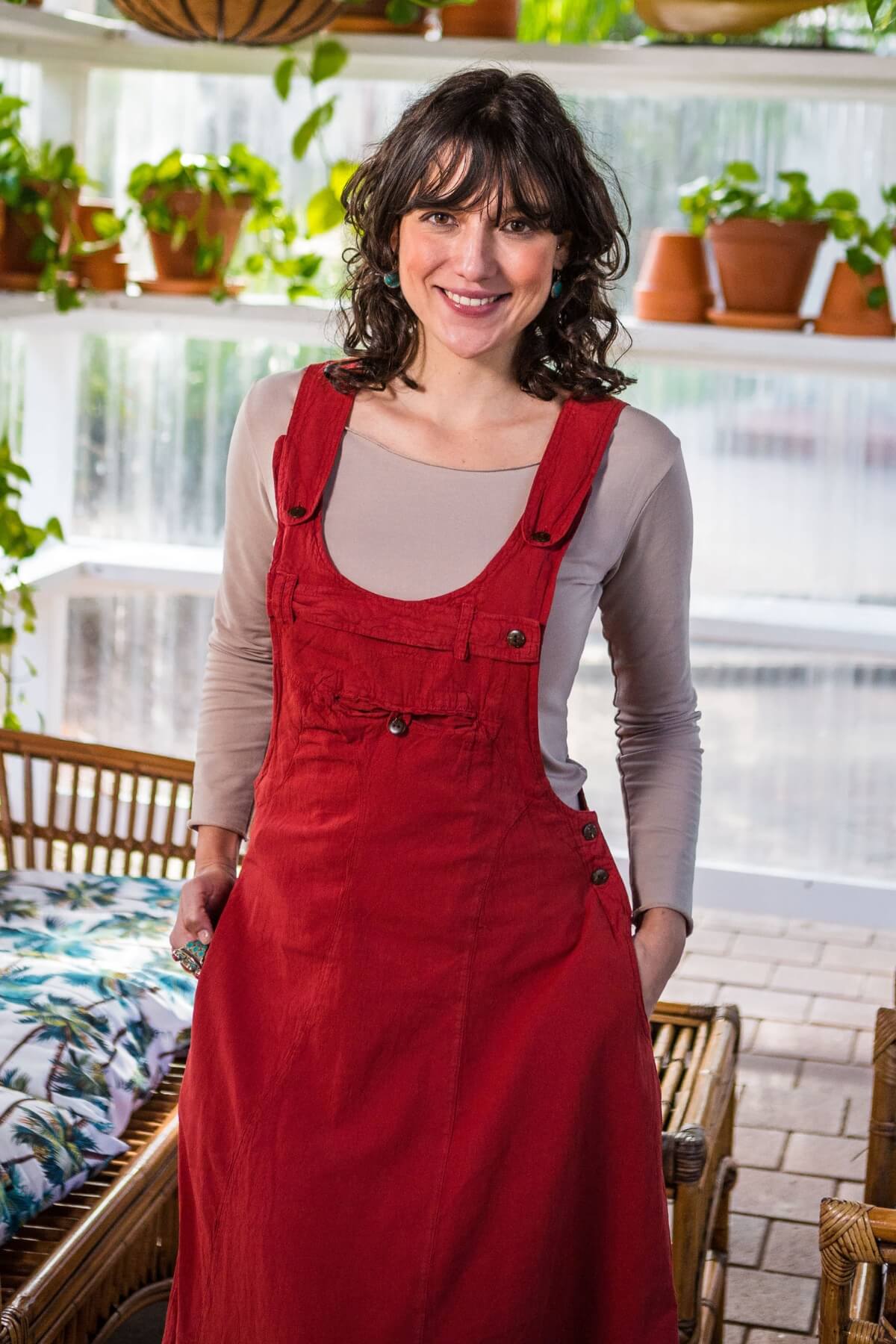 Surya Ethical Cotton Dungaree Dress - with two hip pockets