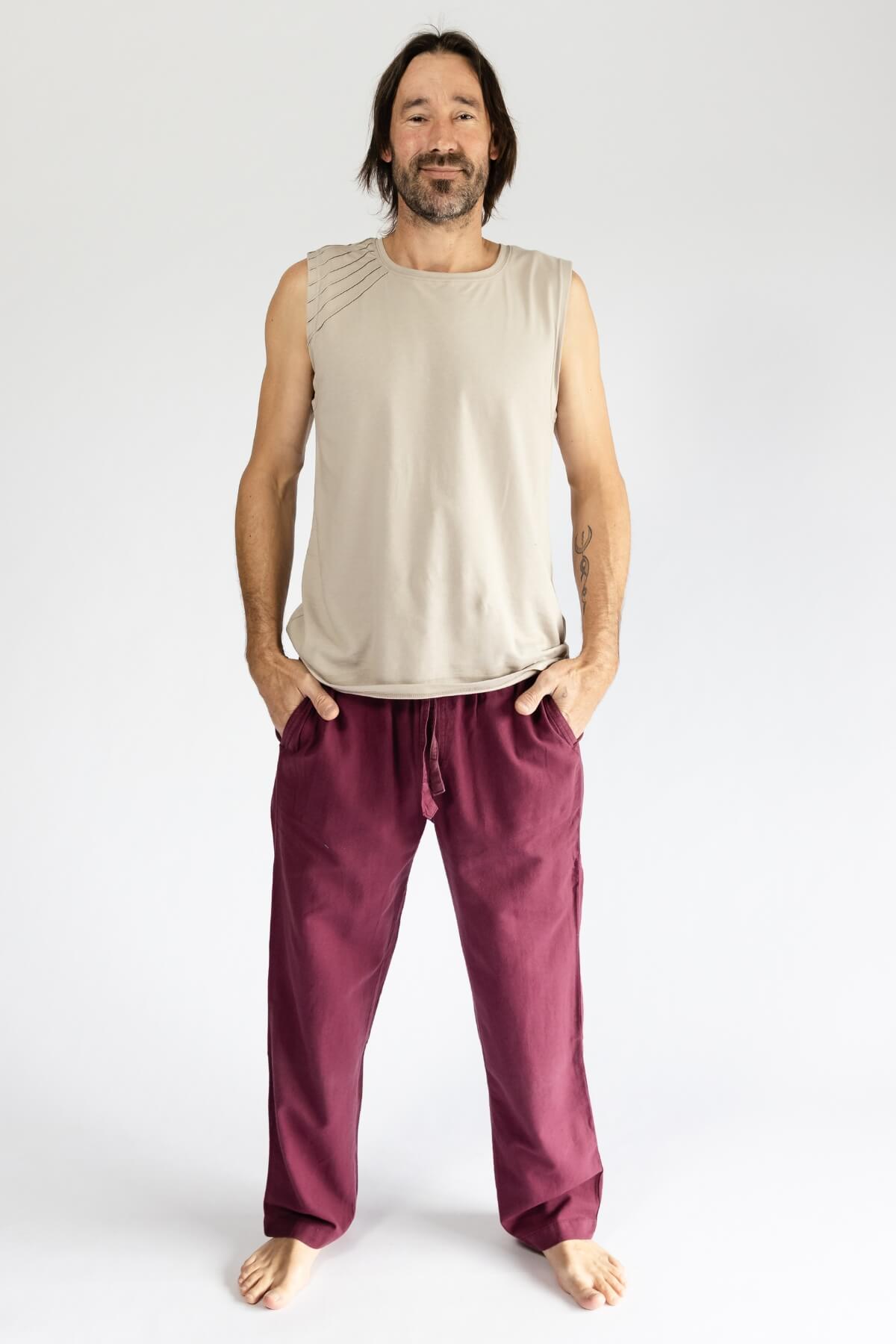 Surya Everyday Cotton Pants for Men - Wine colour