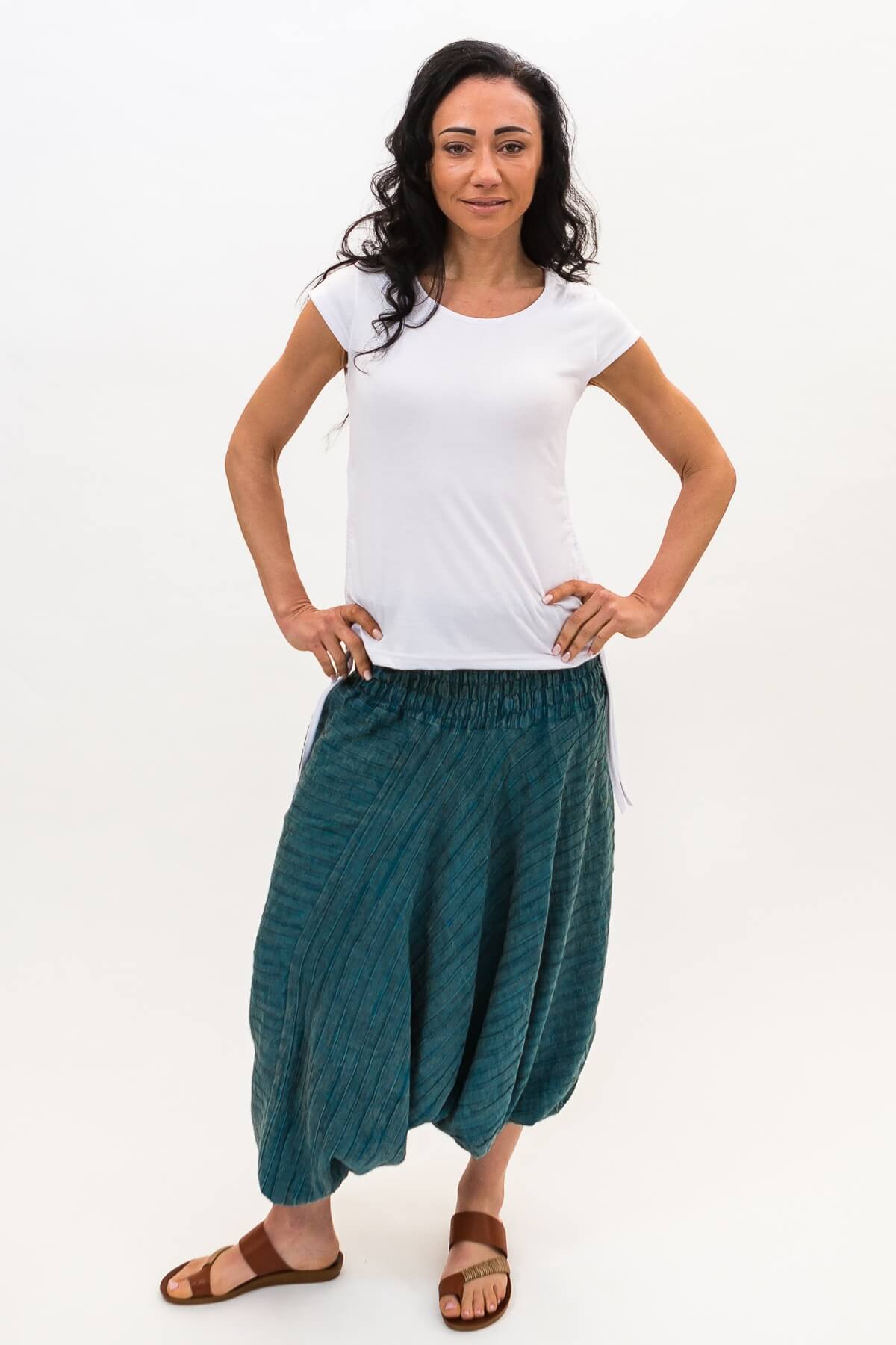 Surya Ethical Cotton Low Crotch Pants made in Nepal - Blue