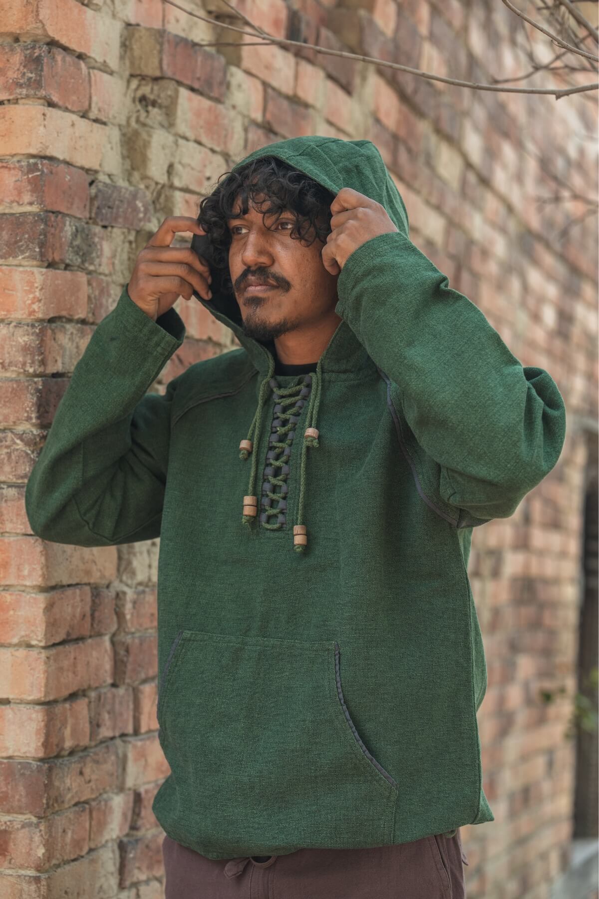 Surya Ethical Thick Cotton Jumper made in Nepal - with a hood