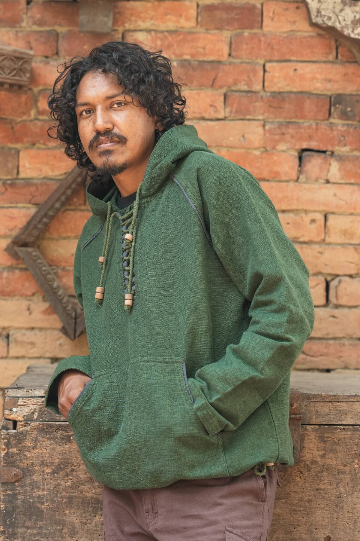 Surya Ethical Thick Cotton Hoodie made in Nepal - Green