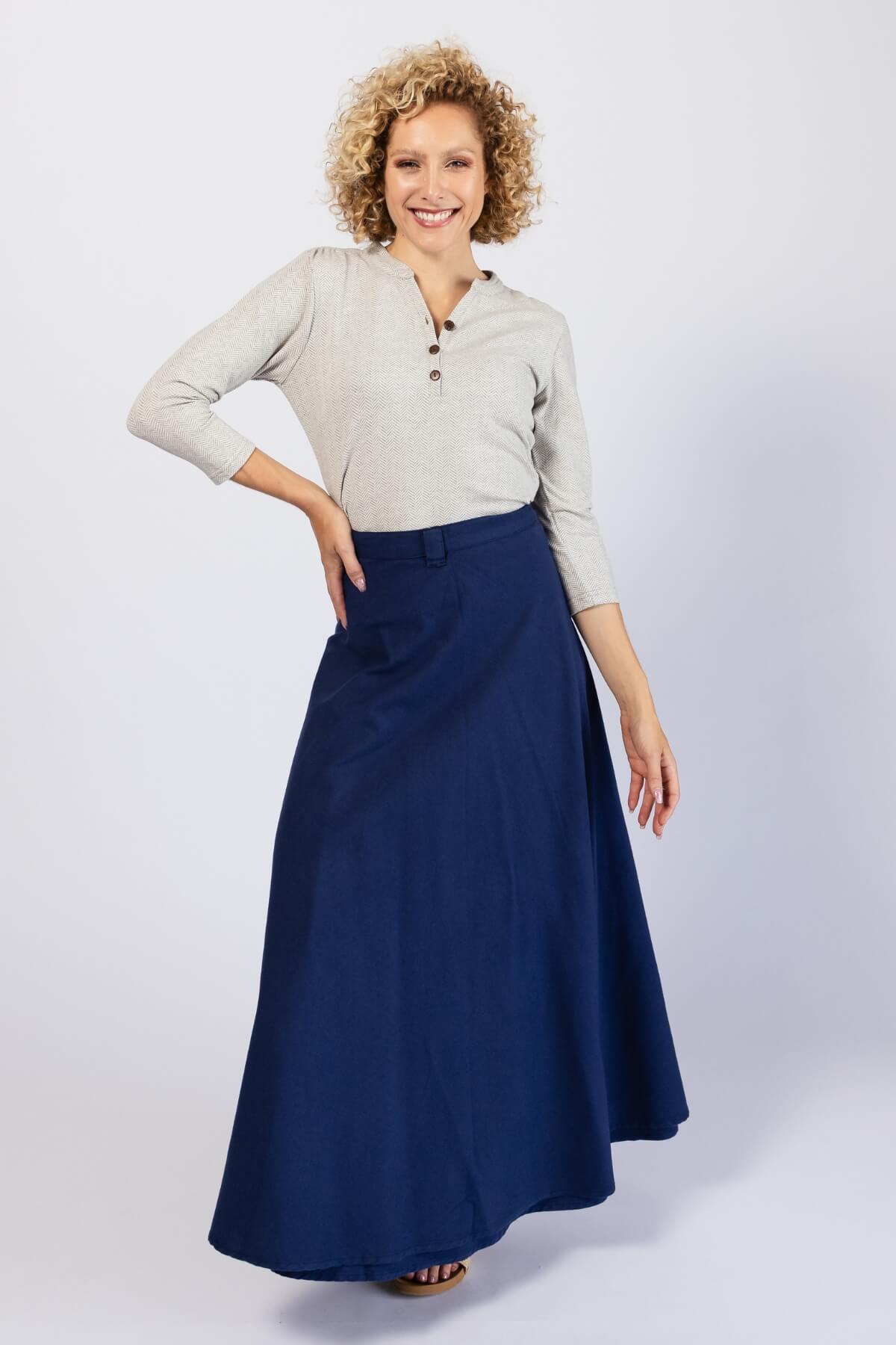 Surya Cotton Maxi Wrap Skirt | Dark Blue