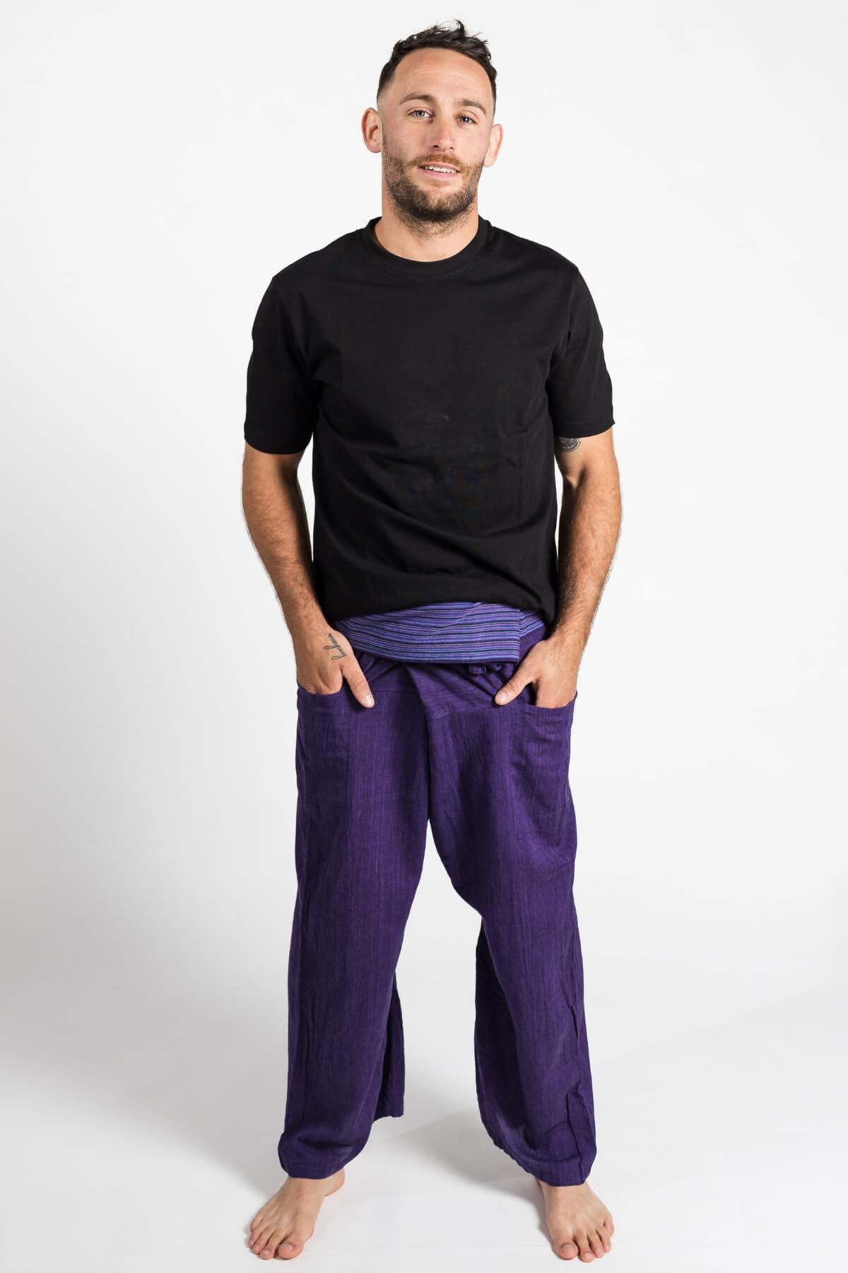 Ethically made Cotton Fisherman Pants for Men - Purple