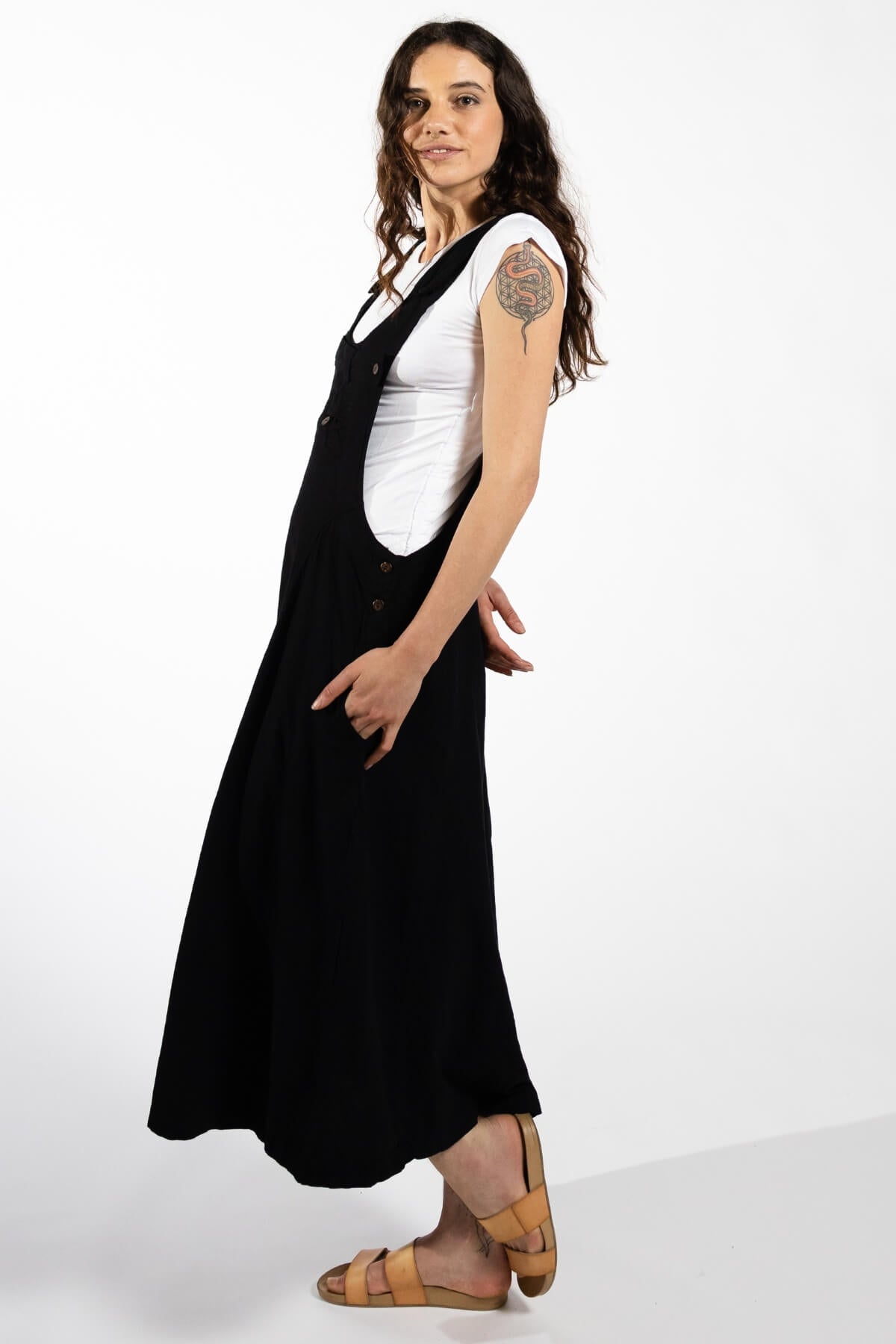 Surya Cotton Dungaree Dress - left side view