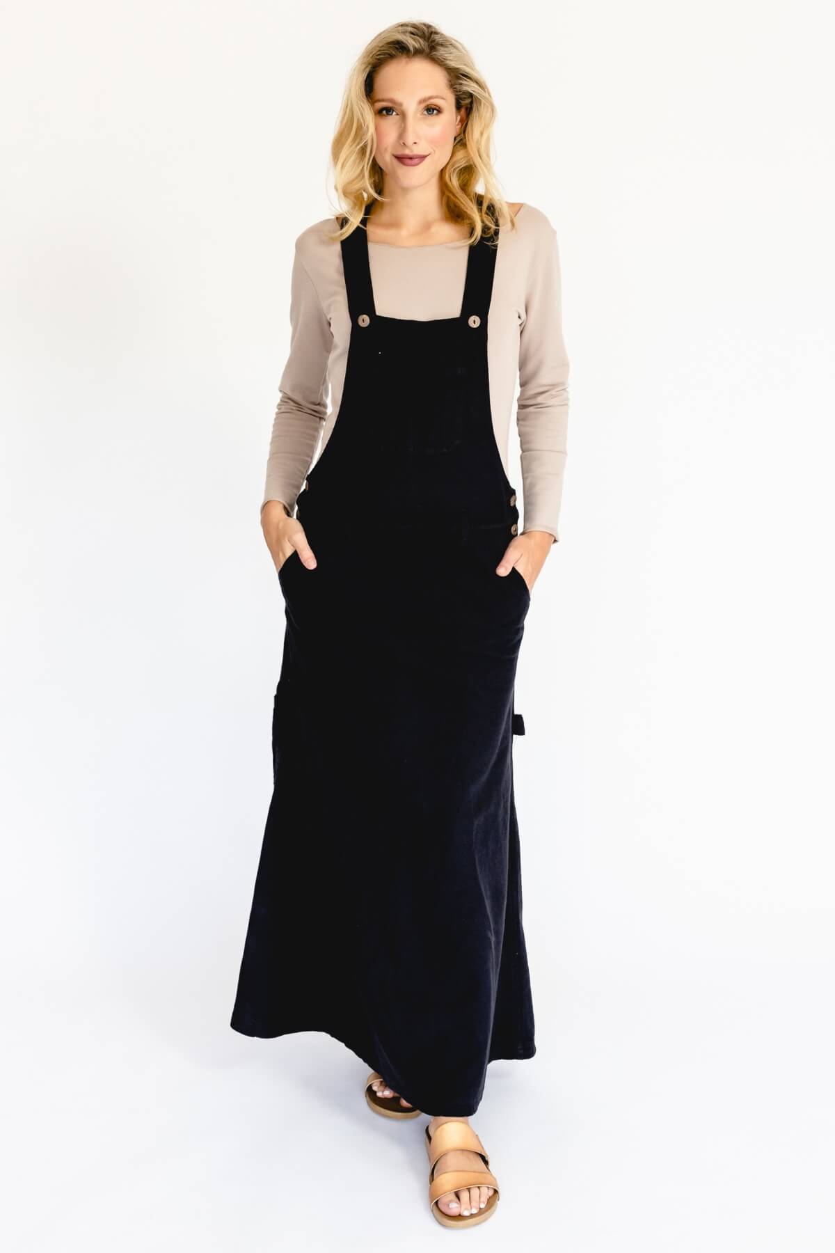 Surya Ethical Cotton Overall Maxi Dress - Black