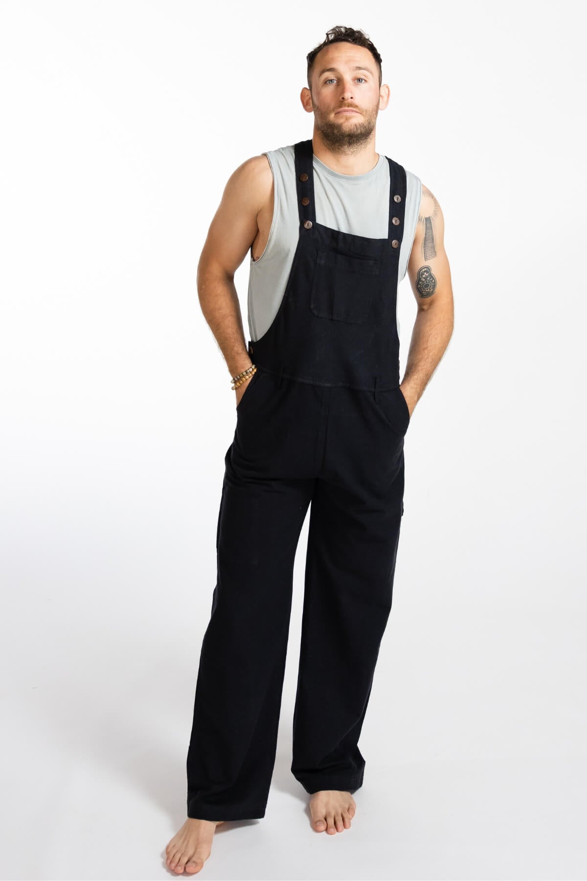 Surya Men's Cotton Overalls - Black
