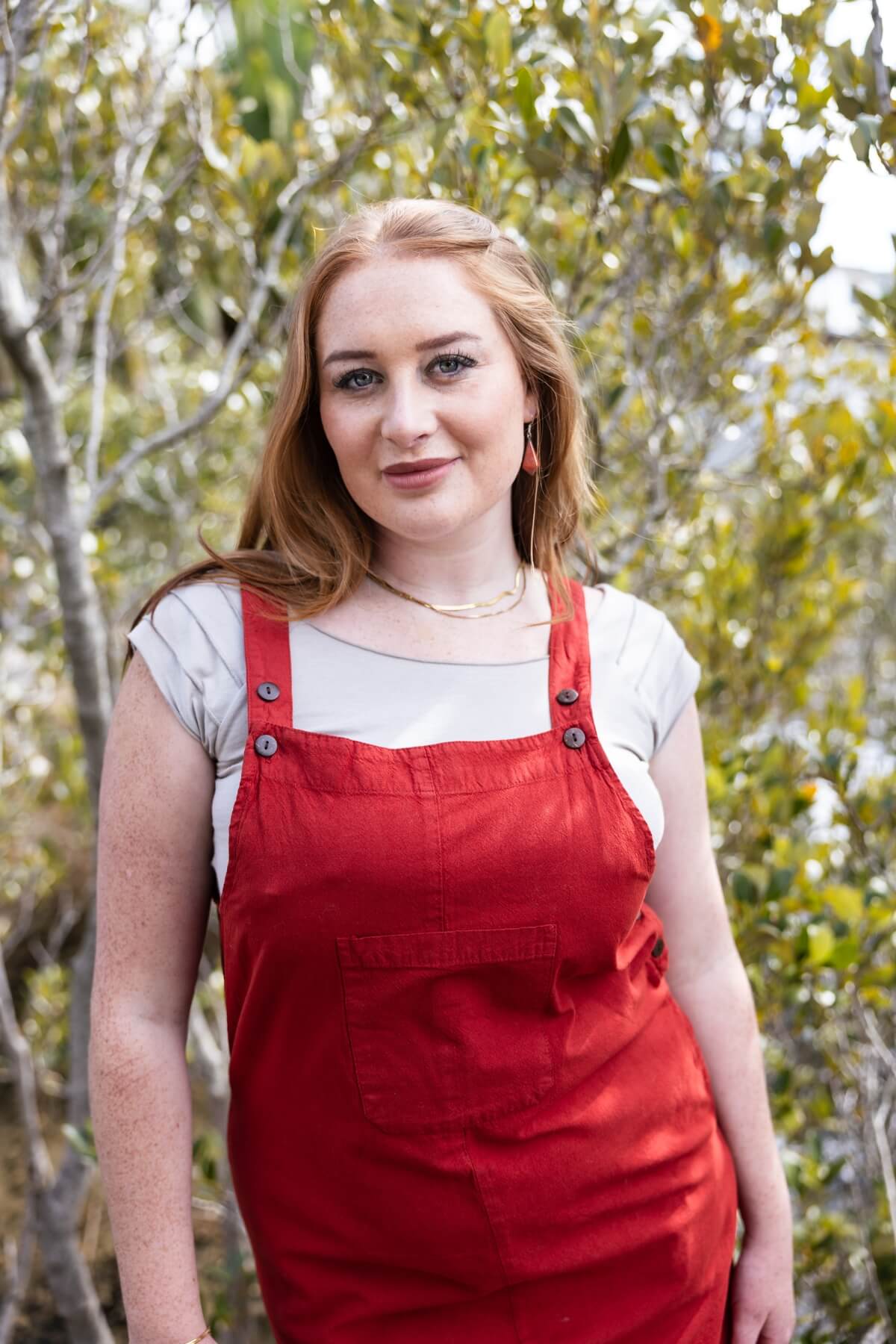 Surya Ethical Cotton 'Ayla' Pinafore made in Nepal - natural coconut buttons