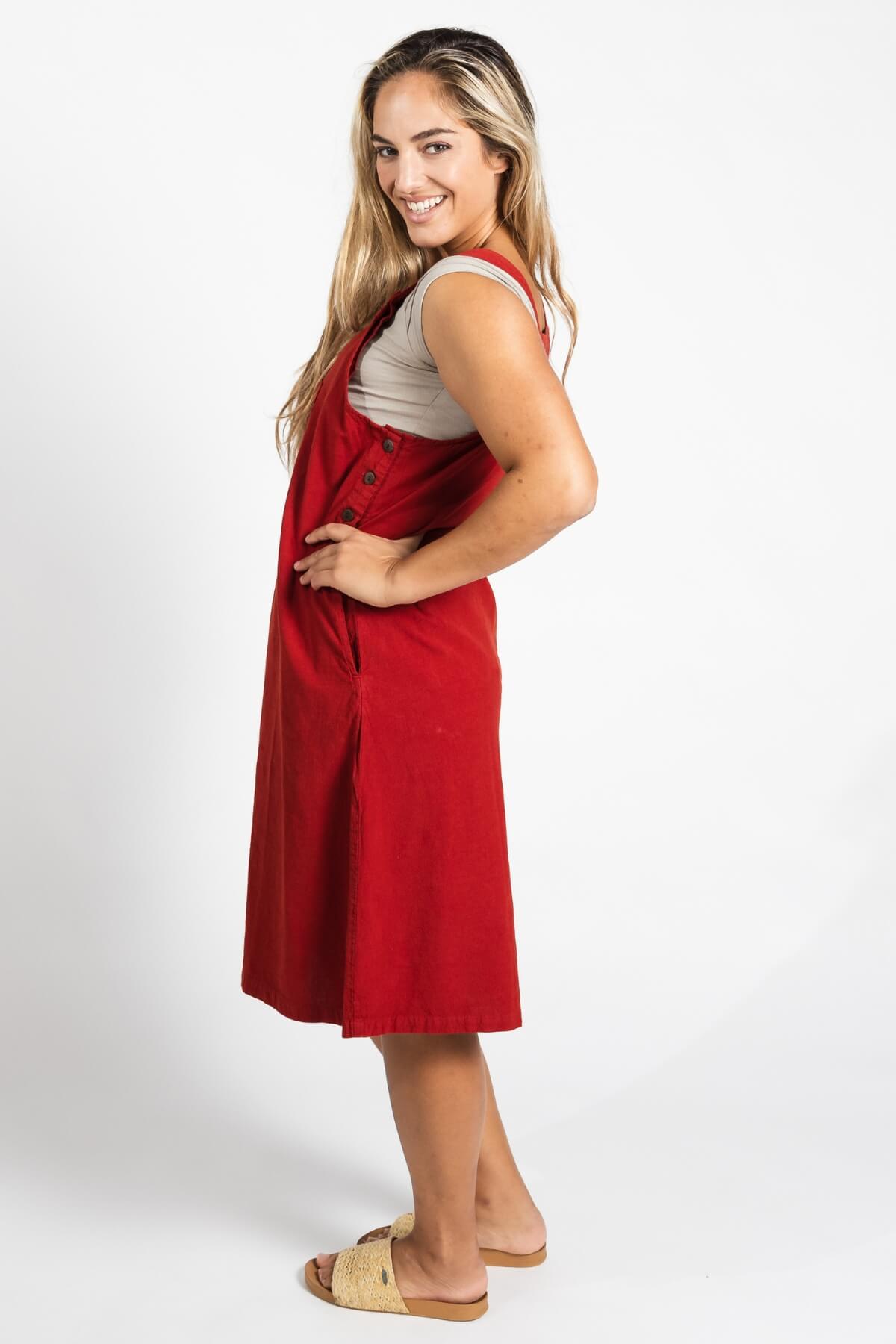 Surya Ethical Cotton 'Ayla' Pinafore made in Nepal - left side view