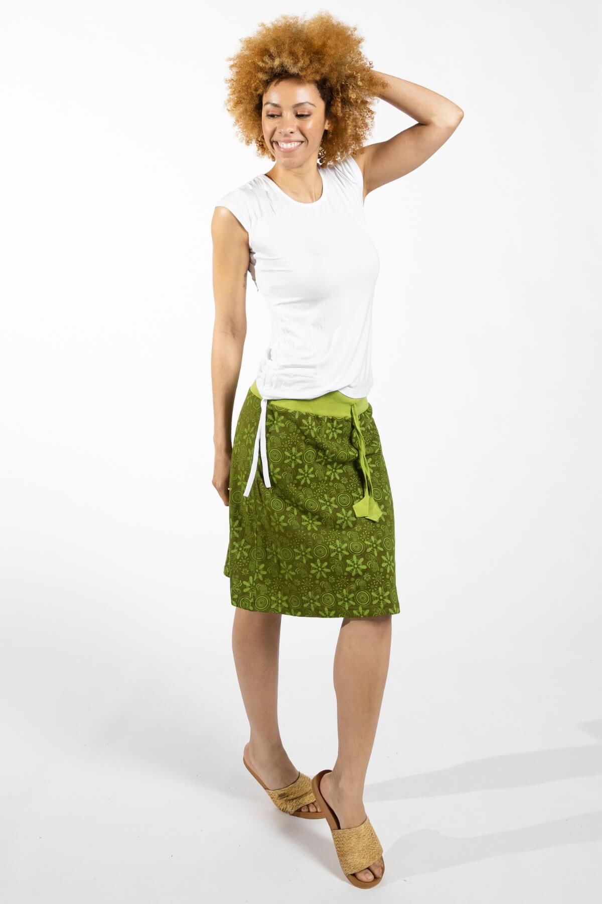 Surya Cotton 'Stella' Skirt made in Nepal - lime green