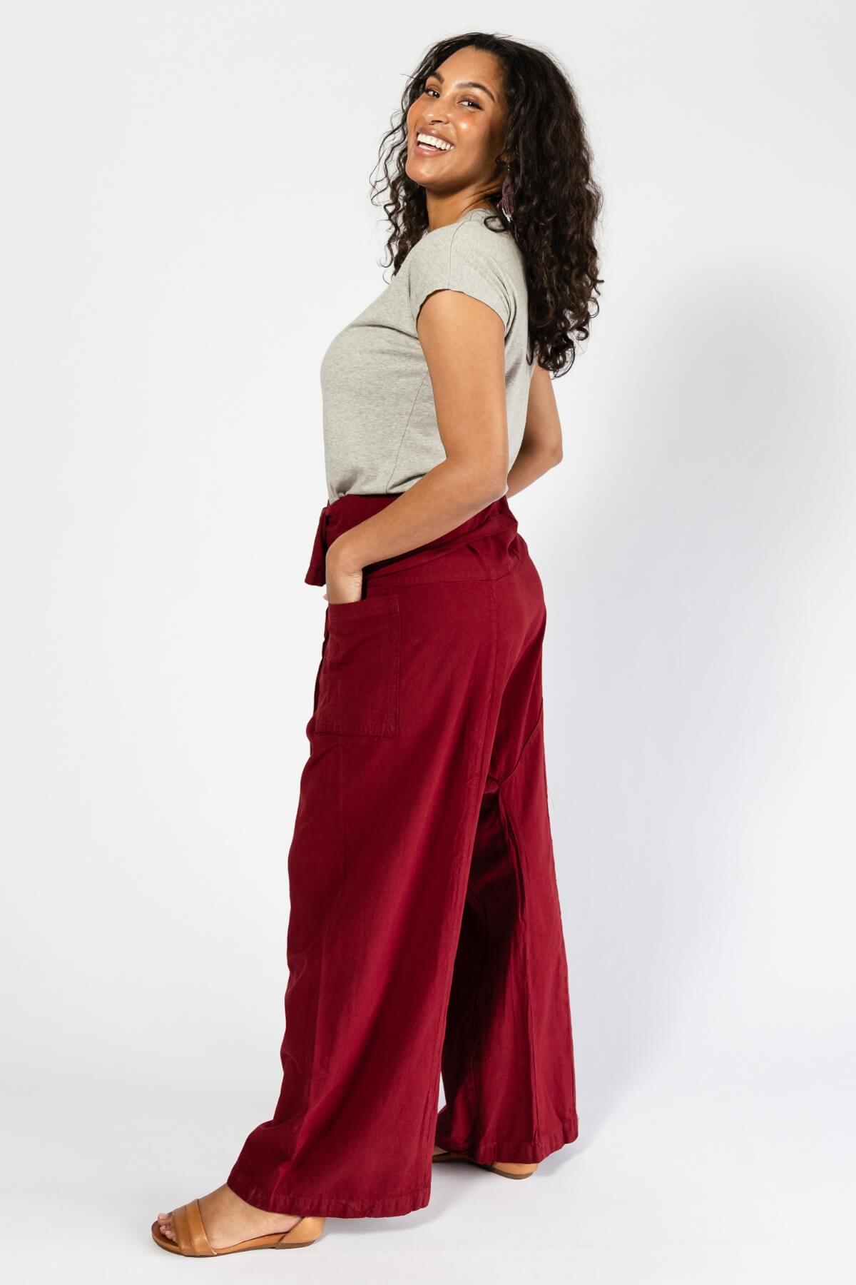 Surya Cotton Thai Fisherman Pants for Women - left side view