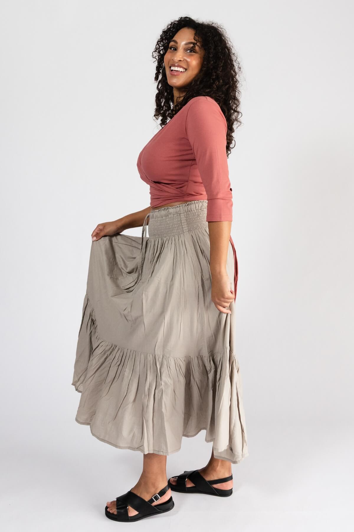 Surya Crinkle Cotton Isla Skirt for Women - right side view