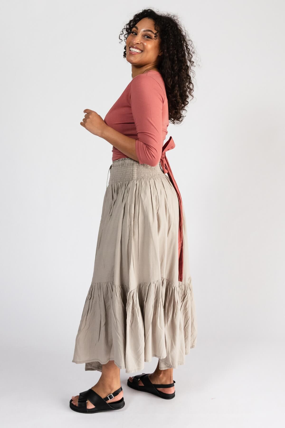 Surya Crinkle Cotton Isla Skirt for Women - comfortable light cotton skirt