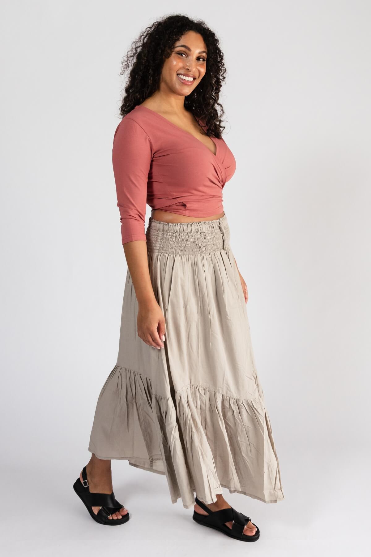 Surya Crinkle Cotton Isla Skirt for Women - right side view