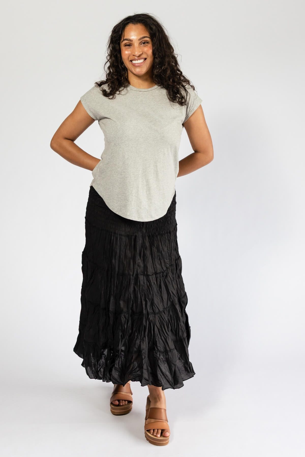 Surya Ethical Crinkle Cotton Skirt made in Nepal - one generous size