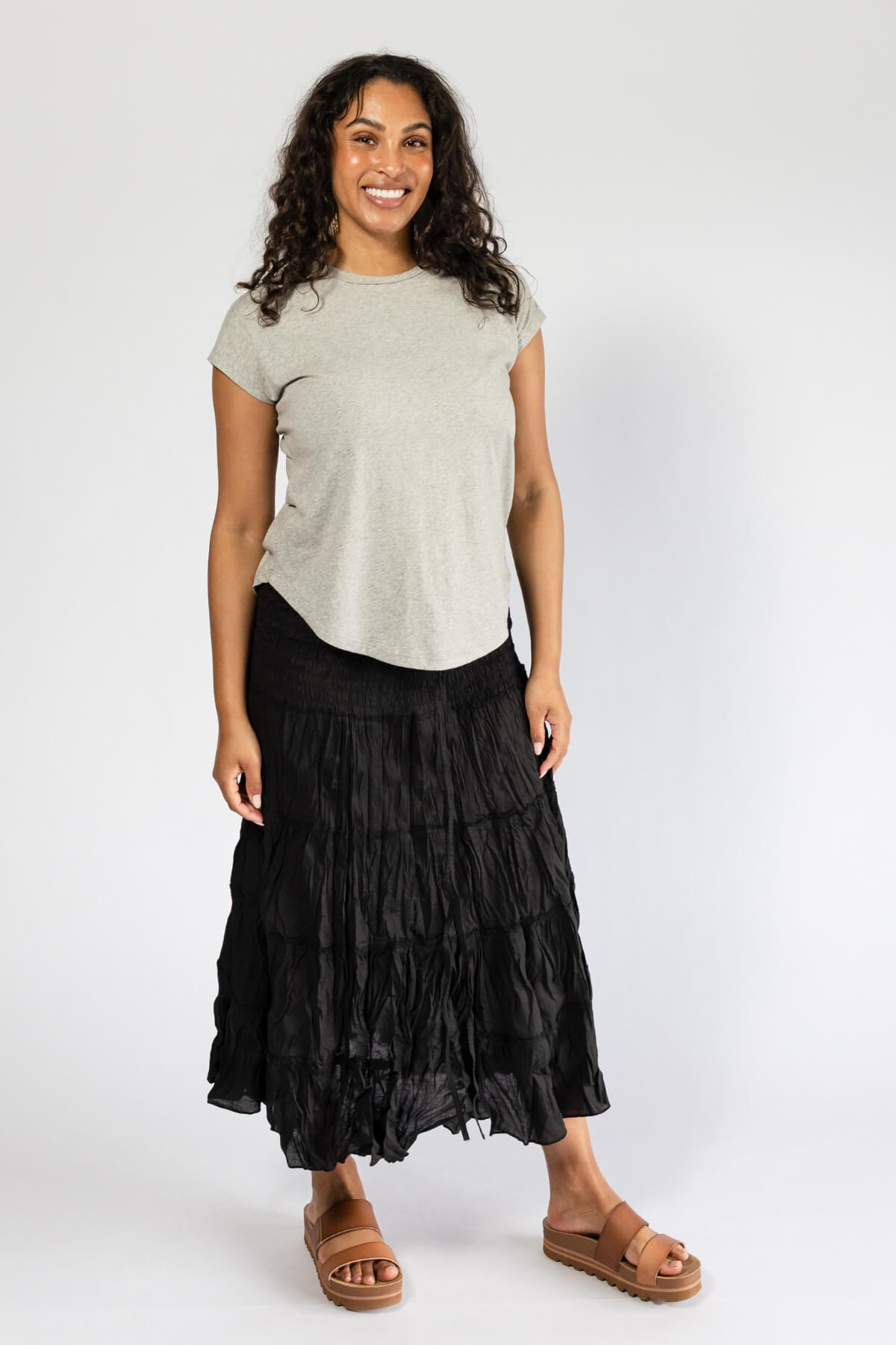 Surya Ethical Crinkle Cotton Skirt made in Nepal - Black