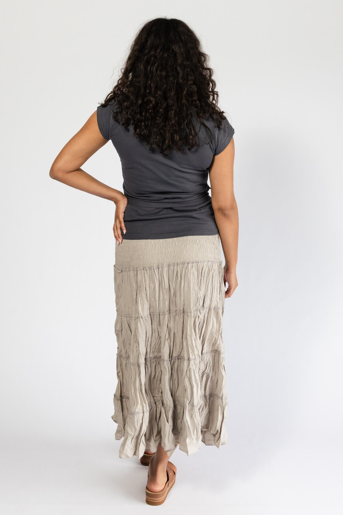 Surya Ethical Crinkle Cotton Skirt made in Nepal - rear view