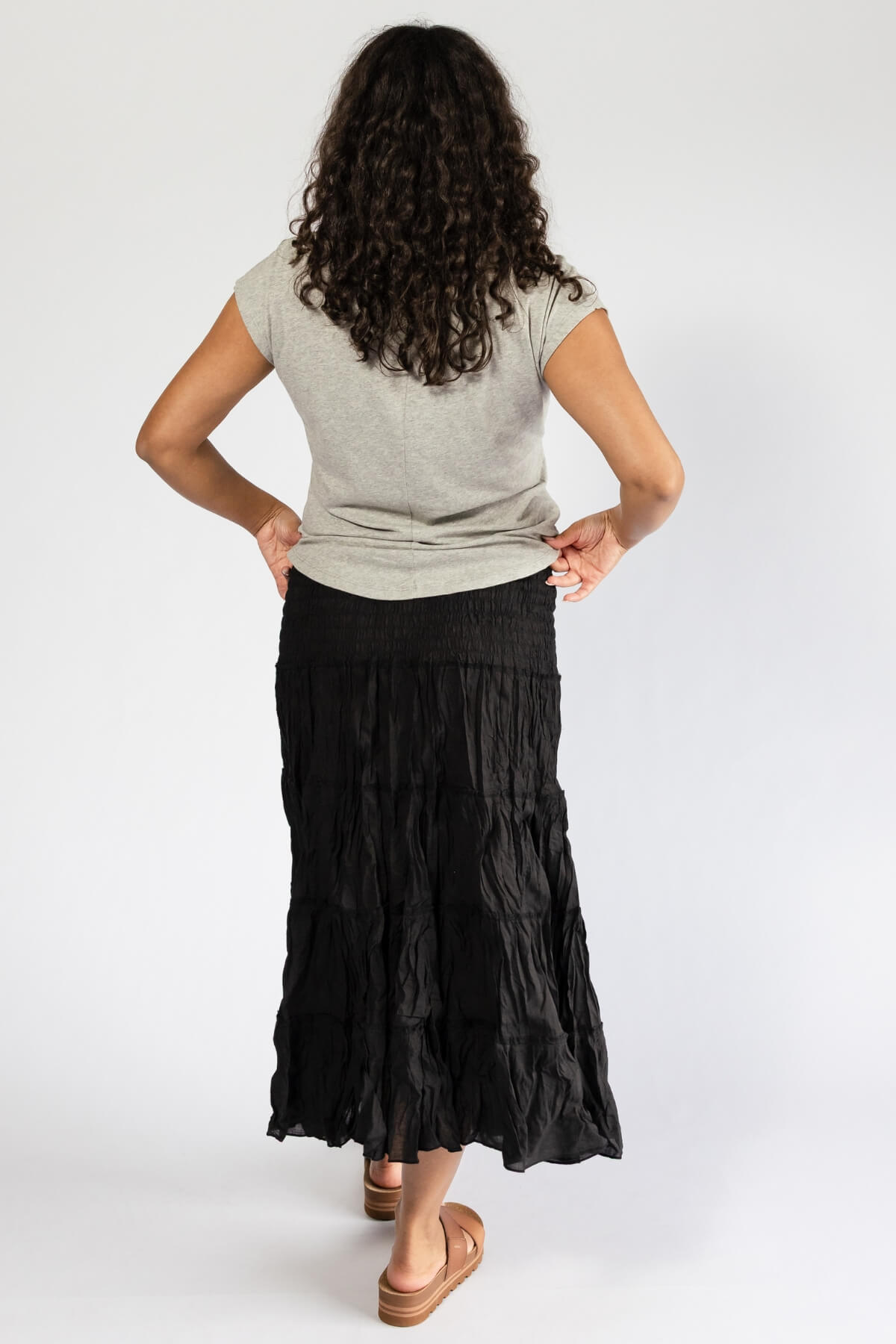 Surya Ethical Crinkle Cotton Skirt made in Nepal - rear view