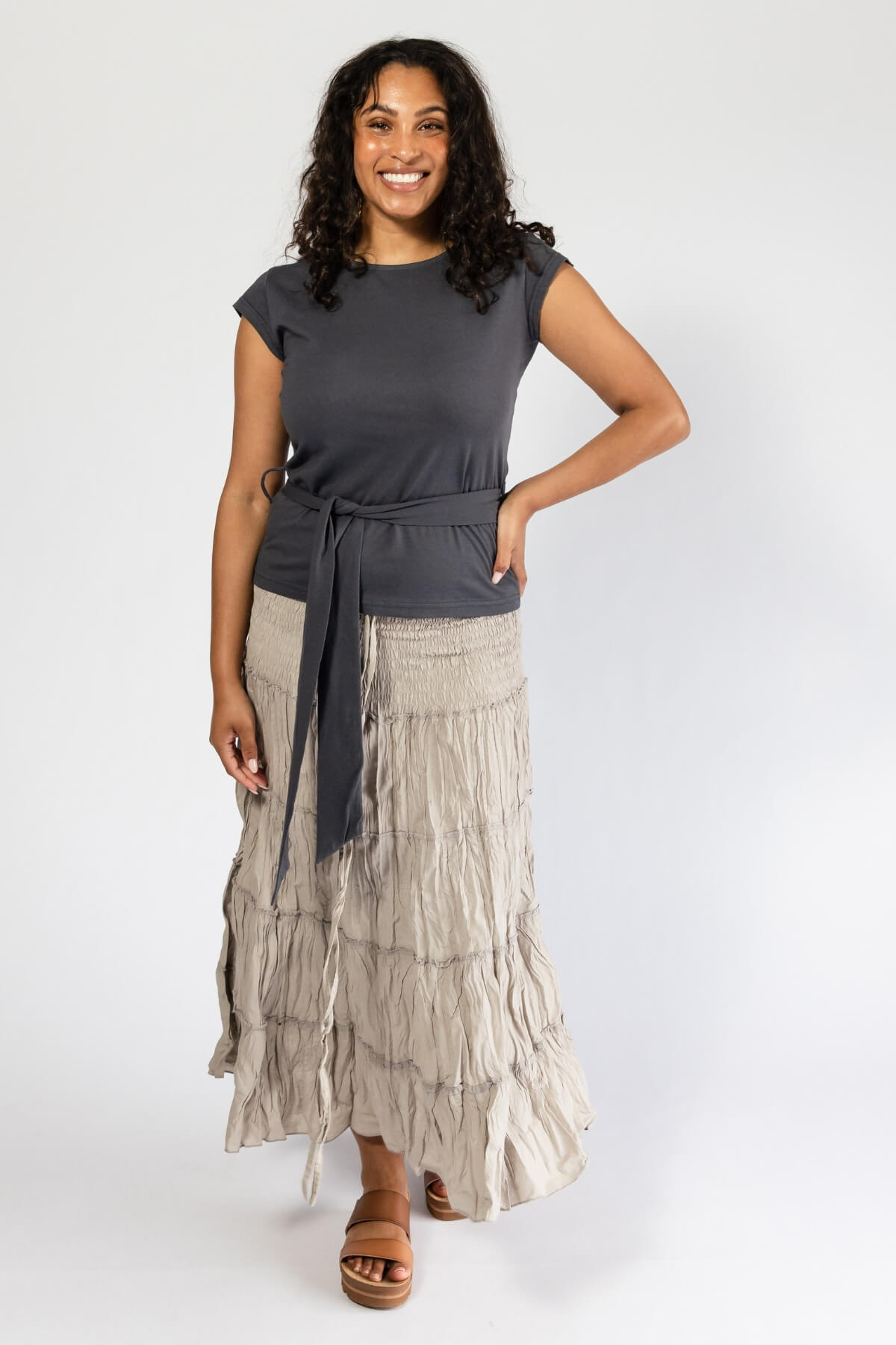 Surya Ethical Crinkle Cotton Skirt made in Nepal - one generous size