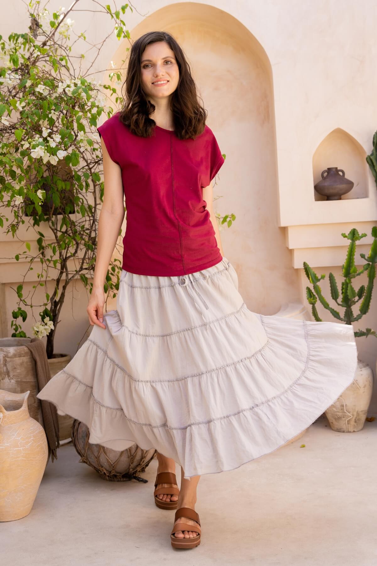 Surya Crinkle Cambric Cotton 'Franti' Skirt - ethically made in Nepal
