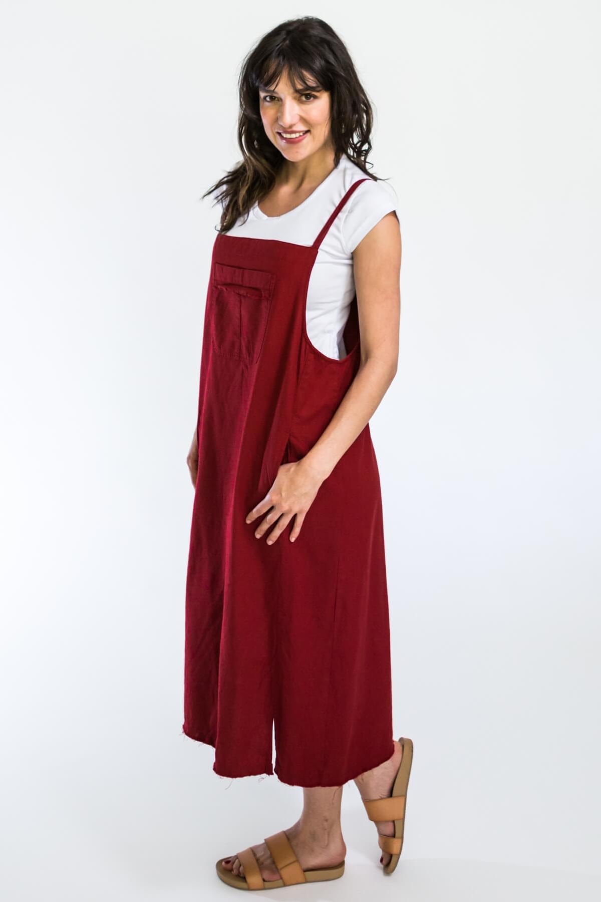 Surya Ethical Cotton Pinafore - raw hem edging