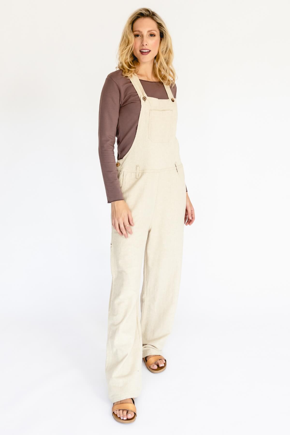 Surya Ethical Classic Cotton Overalls from Nepal - Oatmeal