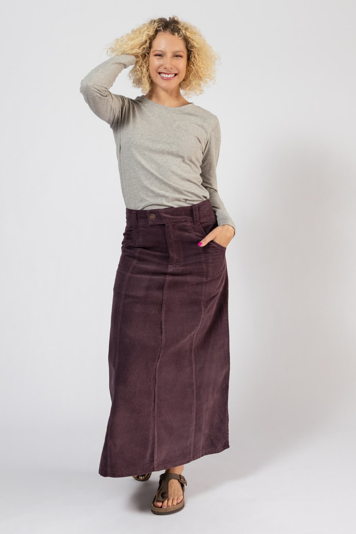 Surya Ethical Corduroy Maxi Skirts - Wine