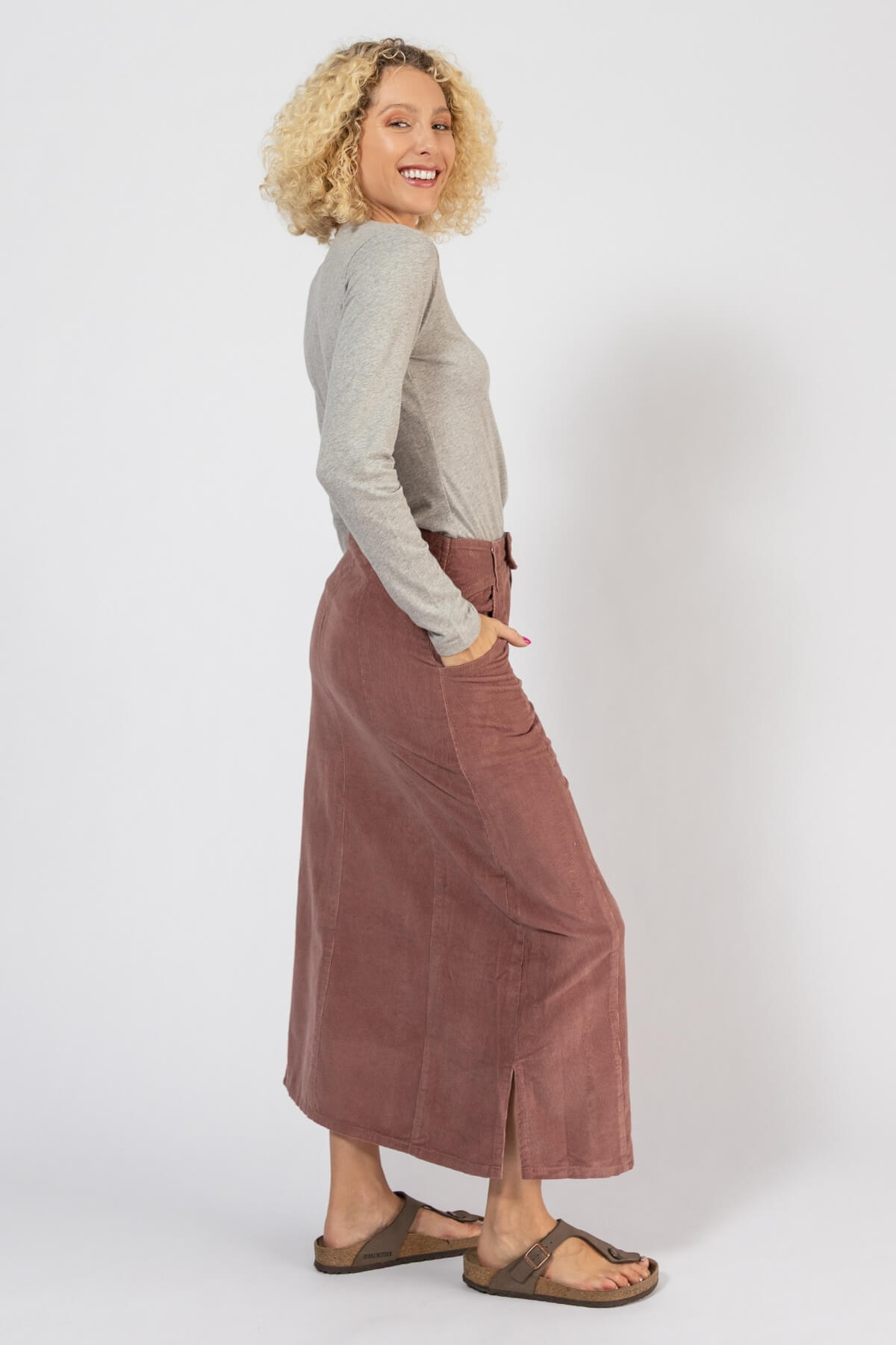 Surya Corduroy Maxi Skirt for Women - right side view