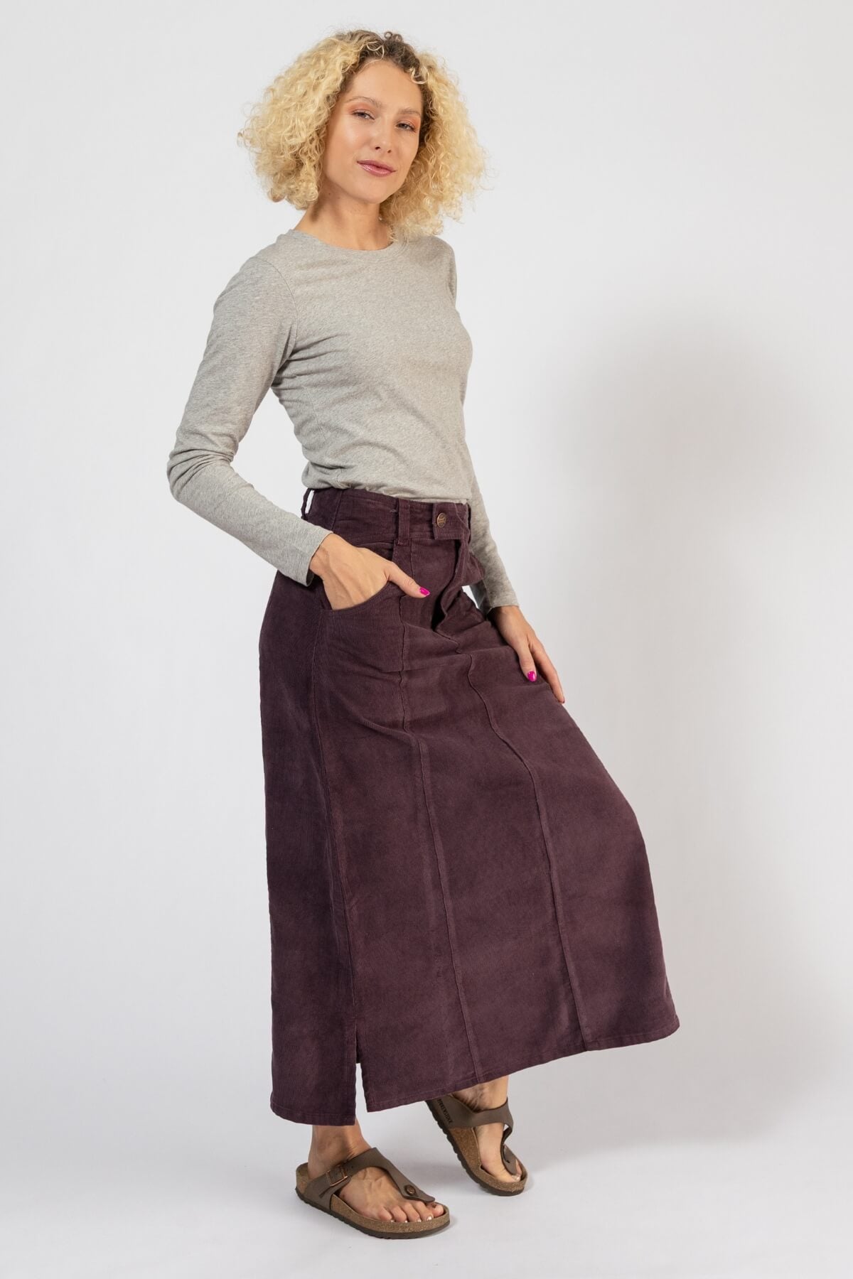 Surya Ethical Corduroy Maxi Skirts - right side view