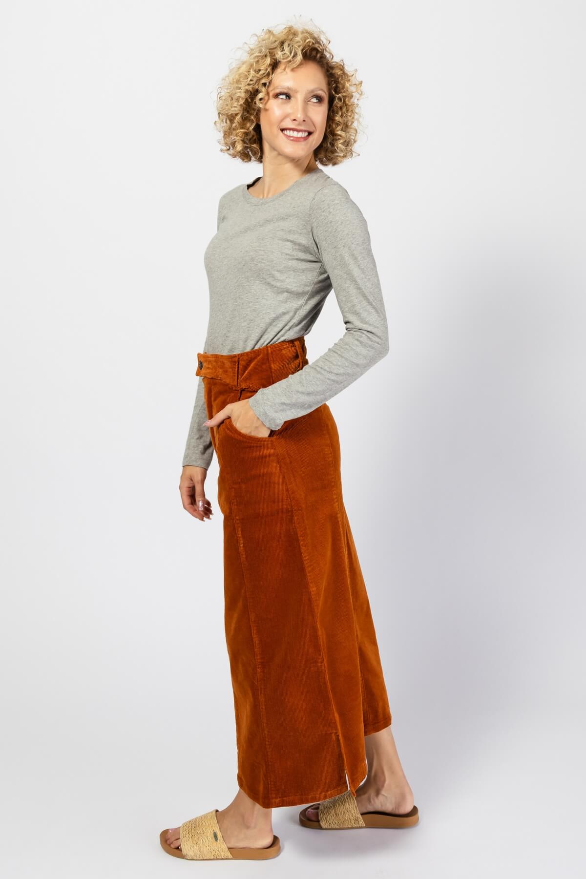 Surya Cotton Corduroy Maxi Skirt - left side view