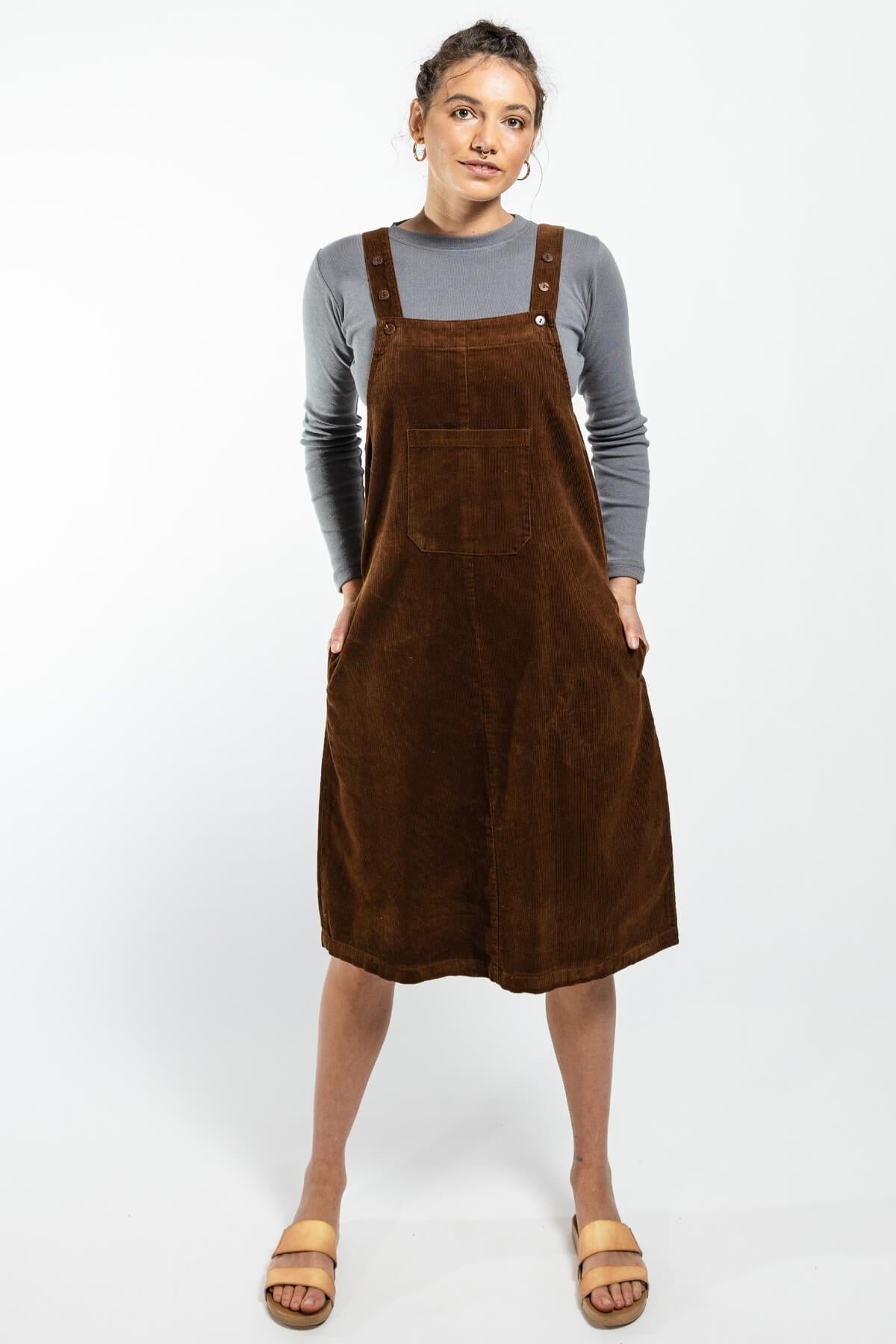 Surya Ethical Corduroy Pinafore made in Nepal - Walnut