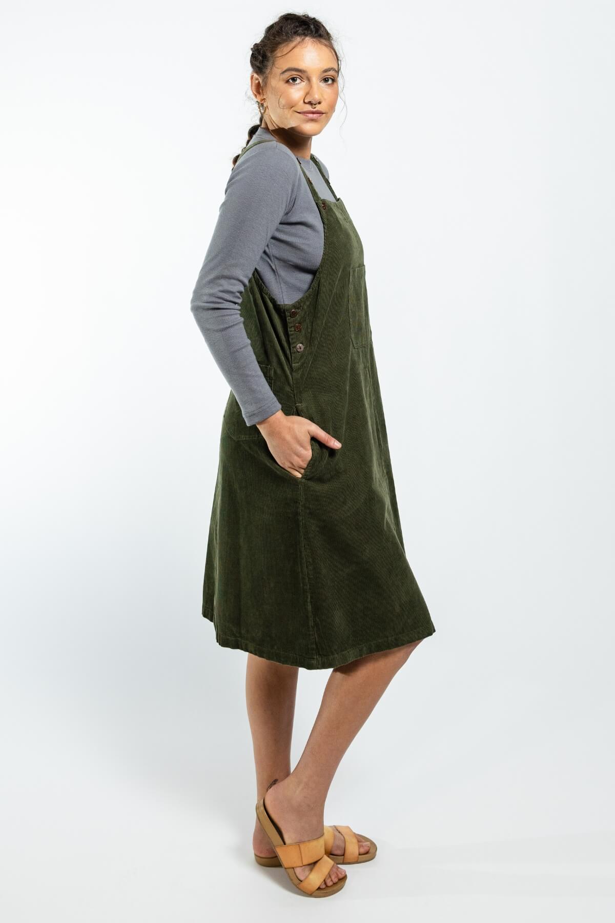 Surya Cotton Corduroy Pinafore Dress - right side view