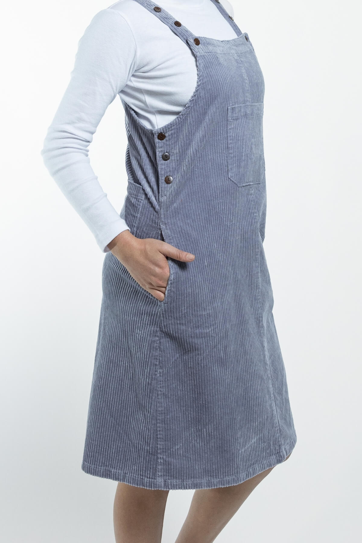 Surya Cotton Corduroy Pinafore - coconut buttons